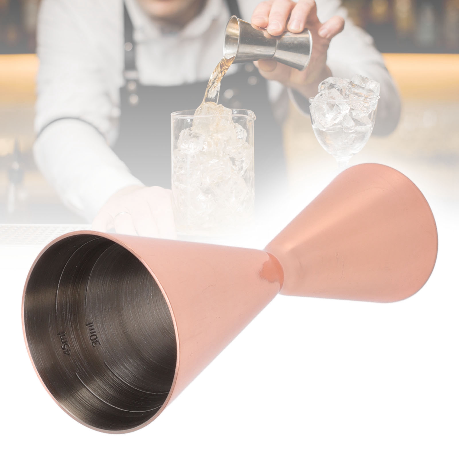 Kreativer, Einteiliger Messbecher Aus Edelstahl, Fein Graviert, Metallmessbecher, 1/2 Oz, Kupferplattiert.