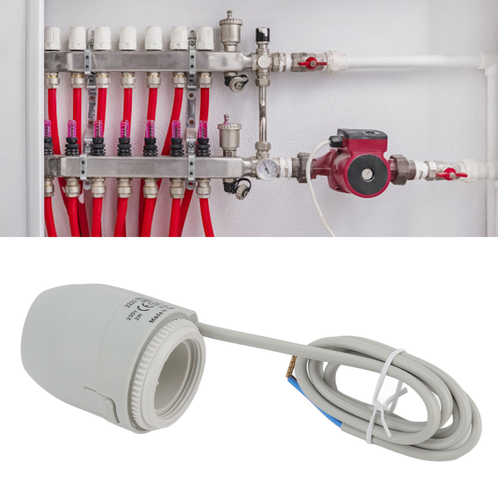 Elektrischer Heizungsantrieb (normalerweise Geschlossen), Elektrischer Heizungsantrieb Für Wasserbasierte Fußbodenheizung, Verteiler, Thermostatschalter, 230-v-pneumatik-schnellanschluss