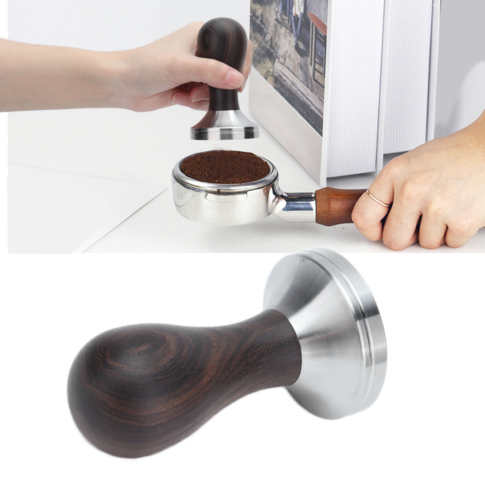 Kaffeemesshammer Aus Edelstahl Mit 53 Mm Holzgriff, Edelstahl-nivellierer