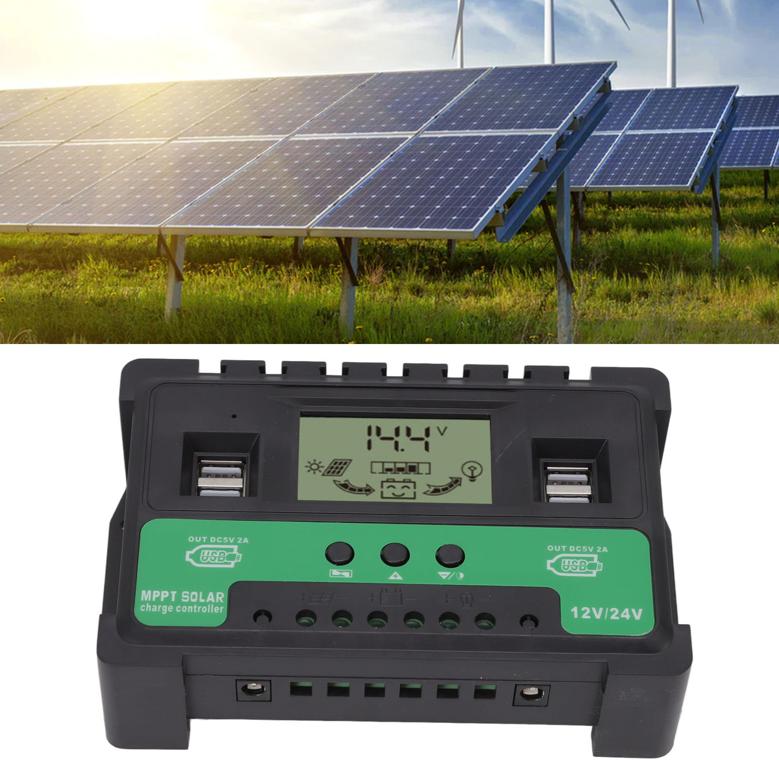 Adaptiver 12v/24v Dc Photovoltaik-regler Mit Lcd-bildschirm, 40a