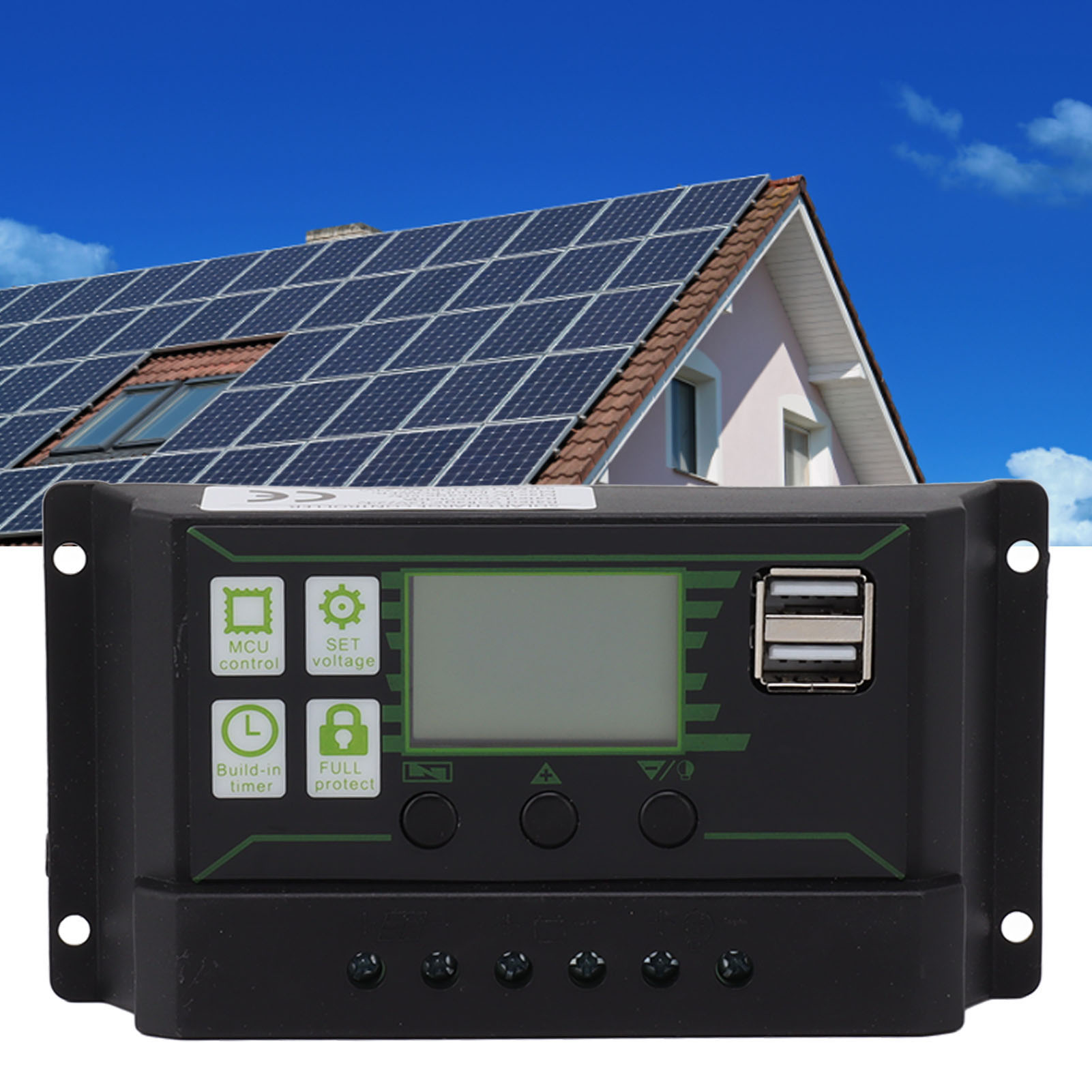 Solarladeregler, Pwm-spannungsregler, Zwei Usb-anschlüsse, 70-a-photovoltaikmodul