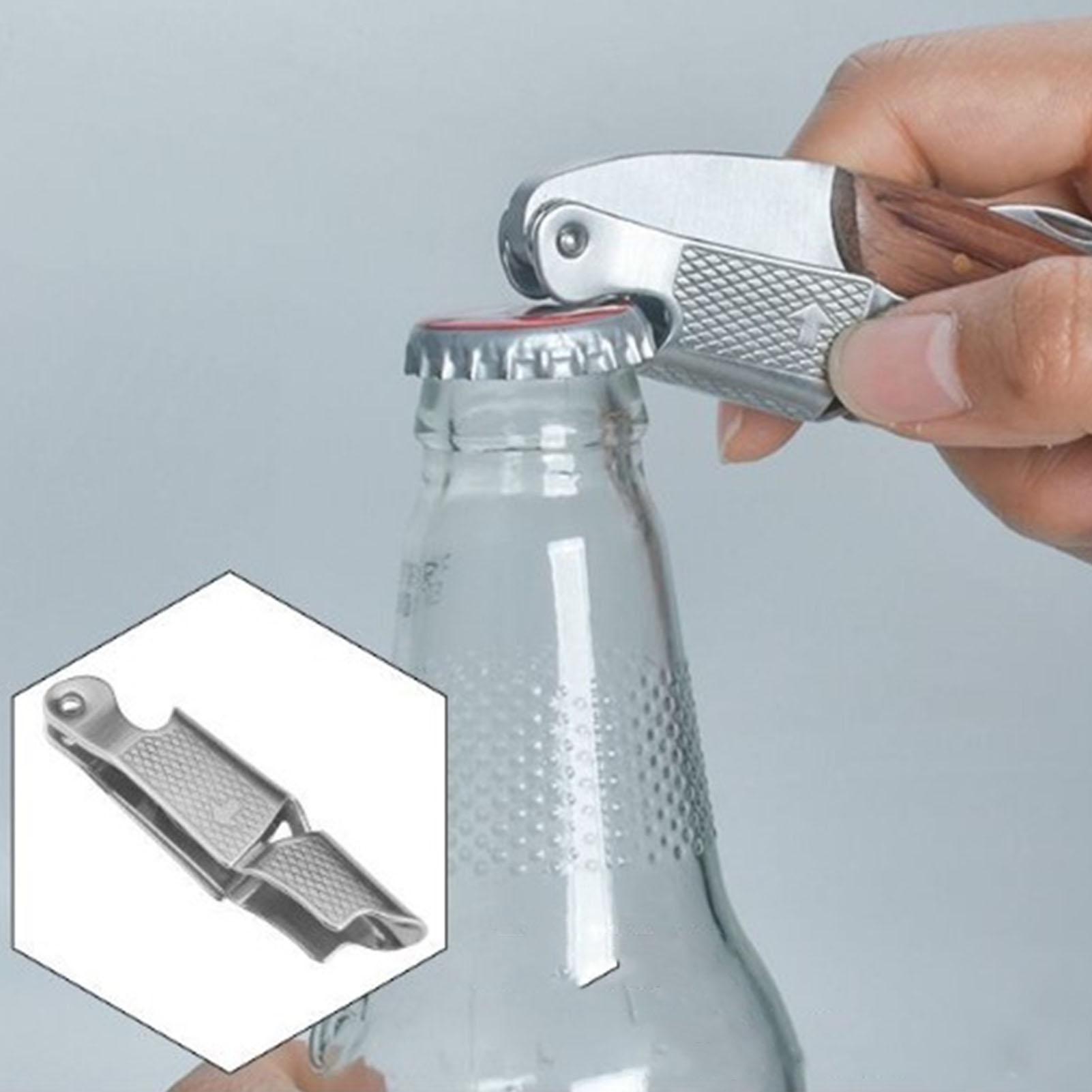 Multifunktionaler Flaschenöffner Aus Rosenholz Für Den Einsatz Im Freien Und Zu Hause, Kreativer Korkenzieher Aus Edelstahl, Flaschenöffner, Bieröffner.