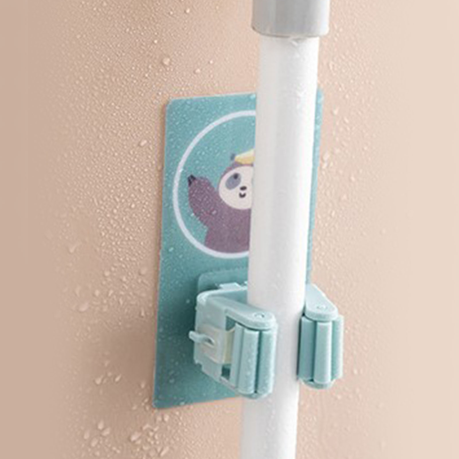 T-förmiger Besenhalter, Besenhaken, Robuste Besenklemme Ohne Bohren, Wandhalterung Für Badezimmer, Klebehaken Mit Cartoon-muster.