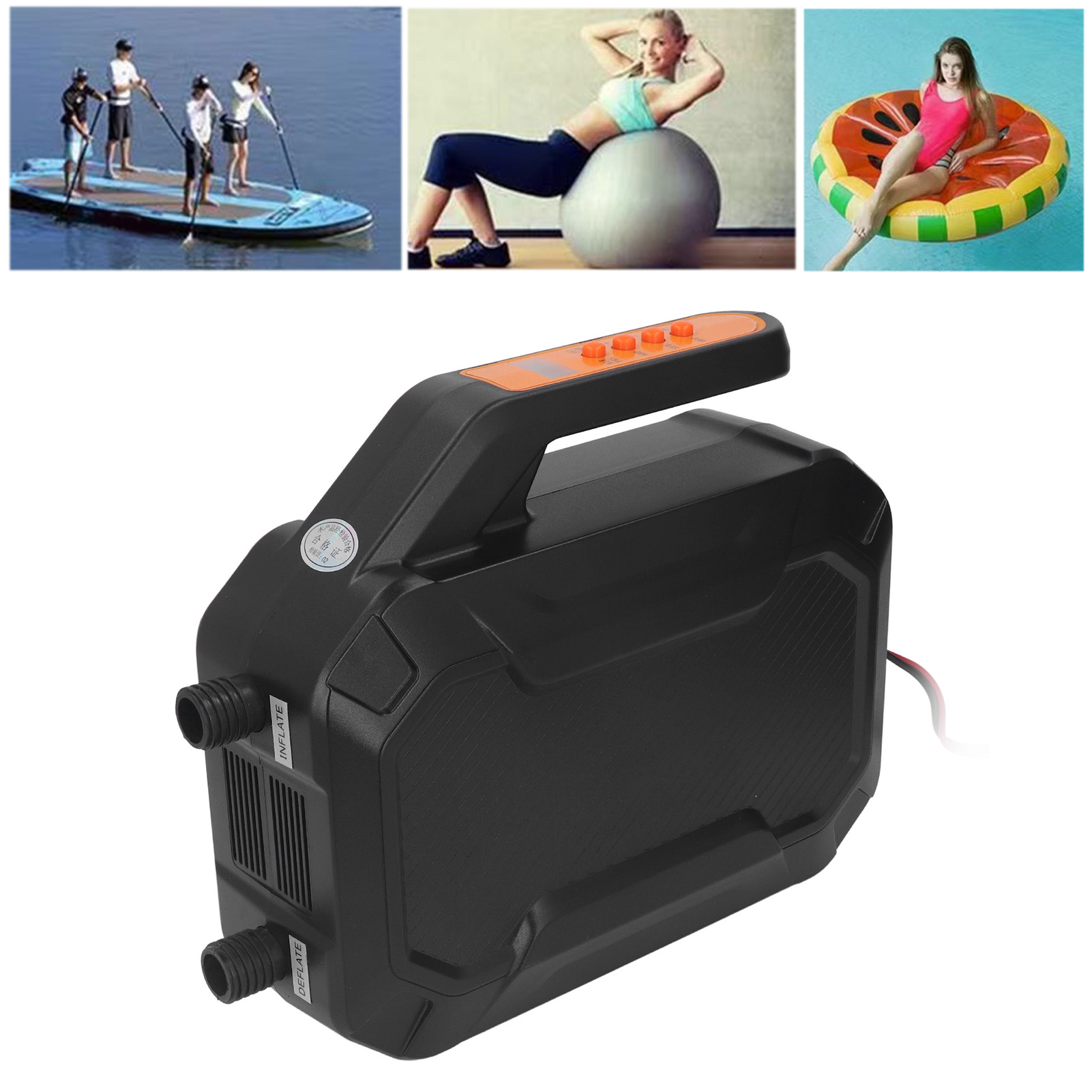 Wiederaufladbare, Intelligente Automatische 12v-gleichstrom-luftpumpe Für Paddleboards Mit Zigarettenanzünderanschluss, Zweistufige Elektrische Luftpumpe Für Schwimmbäder Und Wassersport.