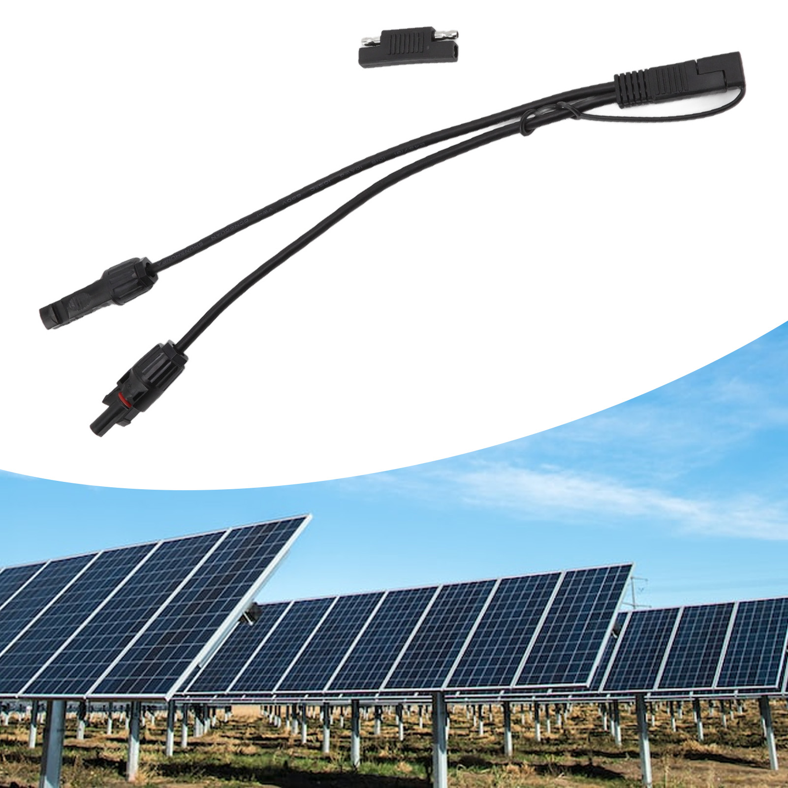 Schwarzer Mc4-photovoltaikstecker, Mc4-zu-sae-solarkabel, Sae-zu-mc4-adapterkabel, Mc4-stecker, 10awg, 0,35 M.