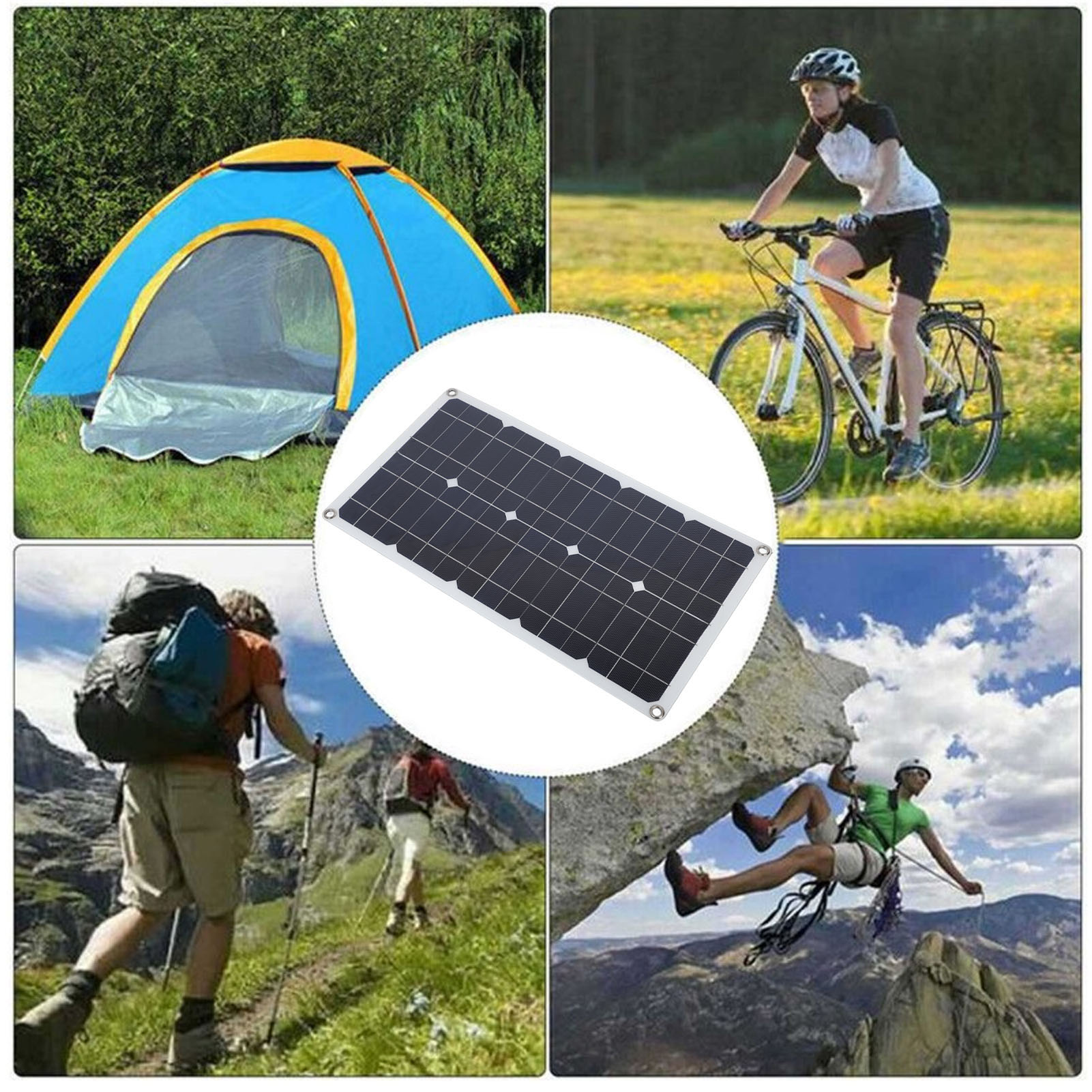 100w Solar-ladepanel (5128cm), Dc 12v/24v, Ip67 20a Wasserdichtes Controller-kit Mit Zwei Karabinern, Tragbares Outdoor-ladegerät Für Mobiltelefone, Computer, Energiespeicher Usw.