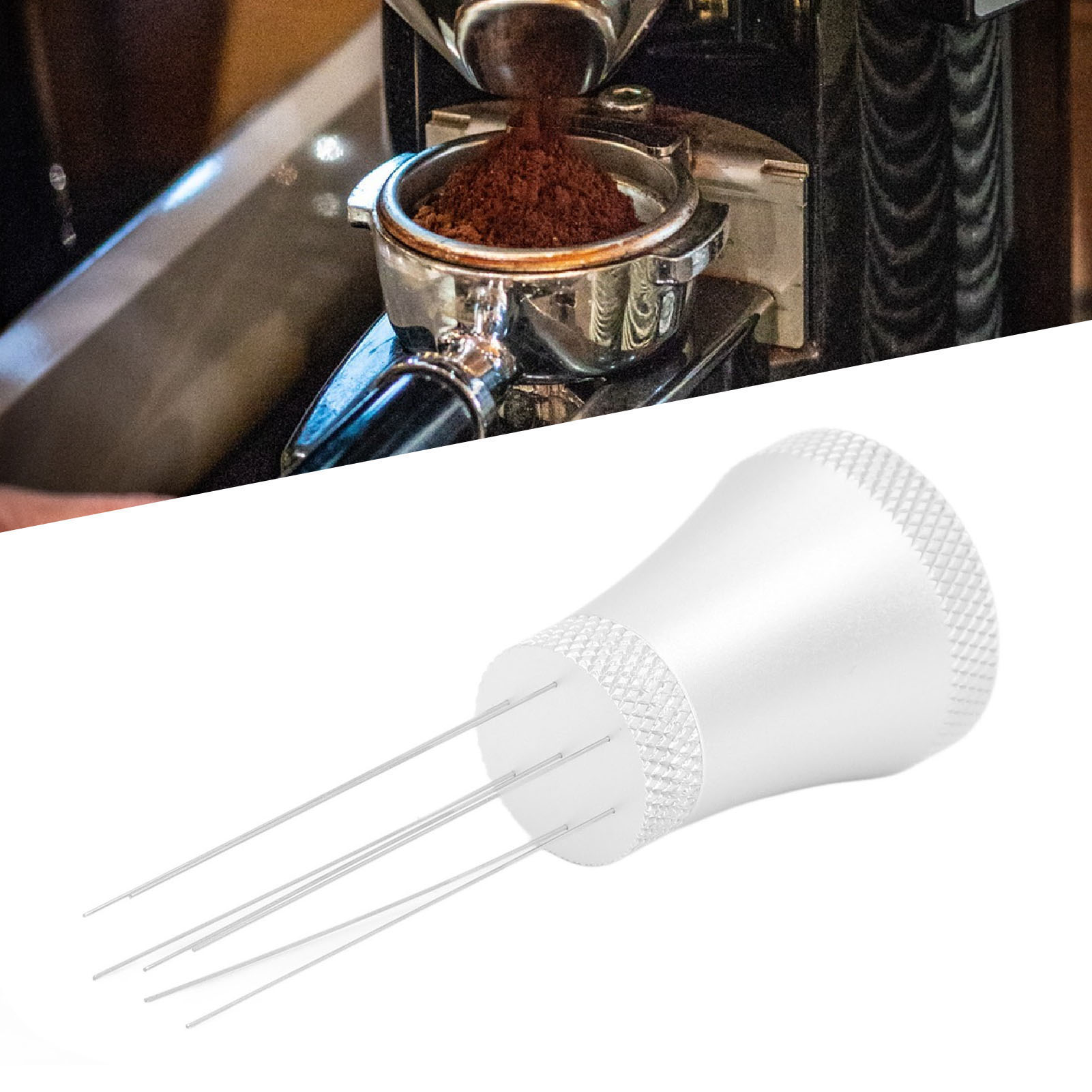 Kaffeelöffel Mit Edelstahlnadel Zum Mischen Und Aufbrechen Von Kaffeeklumpen. Silberne Nadel.