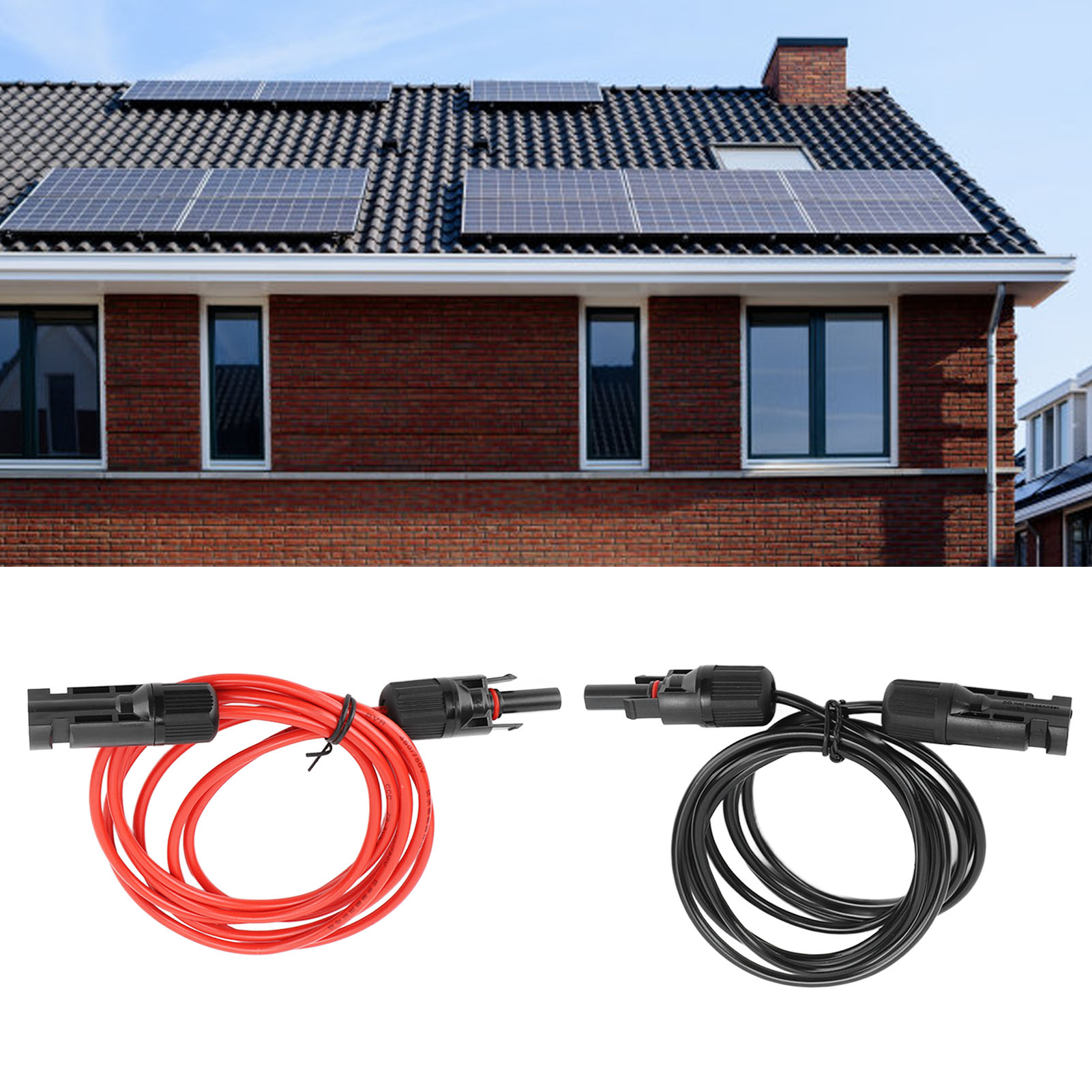 2 Meter Langes Photovoltaik-verlängerungskabel Für Solarmodule, 2,5 Quadratmillimeter Draht, Hocheffizientes 12awg Solar-verlängerungskabel, Rot + Schwarz.