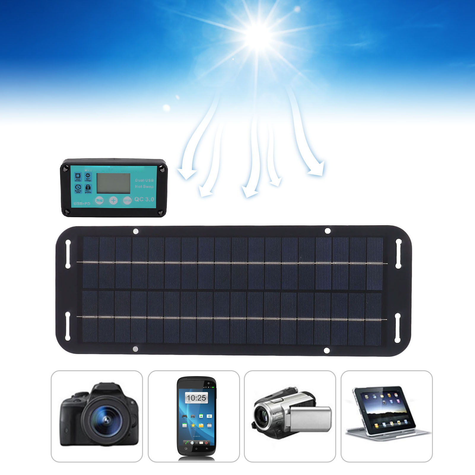 Wasserdichter Mppt-regler-kit Für 20-w-solarpanel (schwarz) Zum Laden Im Auto