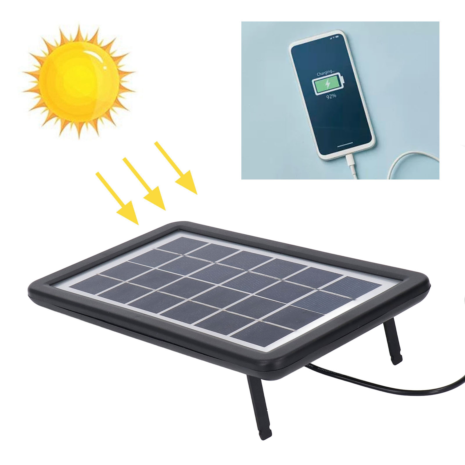 Es-0638 Polykristallines Silizium-dünnschicht-solarpanel, 3,8 W, 6 V, Zum Direkten Laden Von Mobiltelefonen, Photovoltaik-außenanlage.