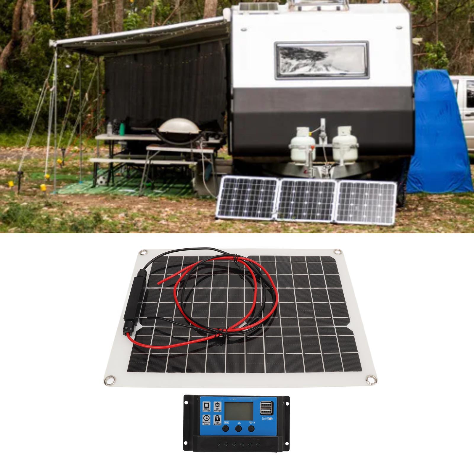 300-w-solarladepanel, 12-v/24-v-dc-regler, Wasserdichtes 50-a-reglerset, Tragbares Solarladepanel Für Den Außenbereich, Ladegerät Für Mobiltelefone, Computer, Energiespeichergeräte Usw.