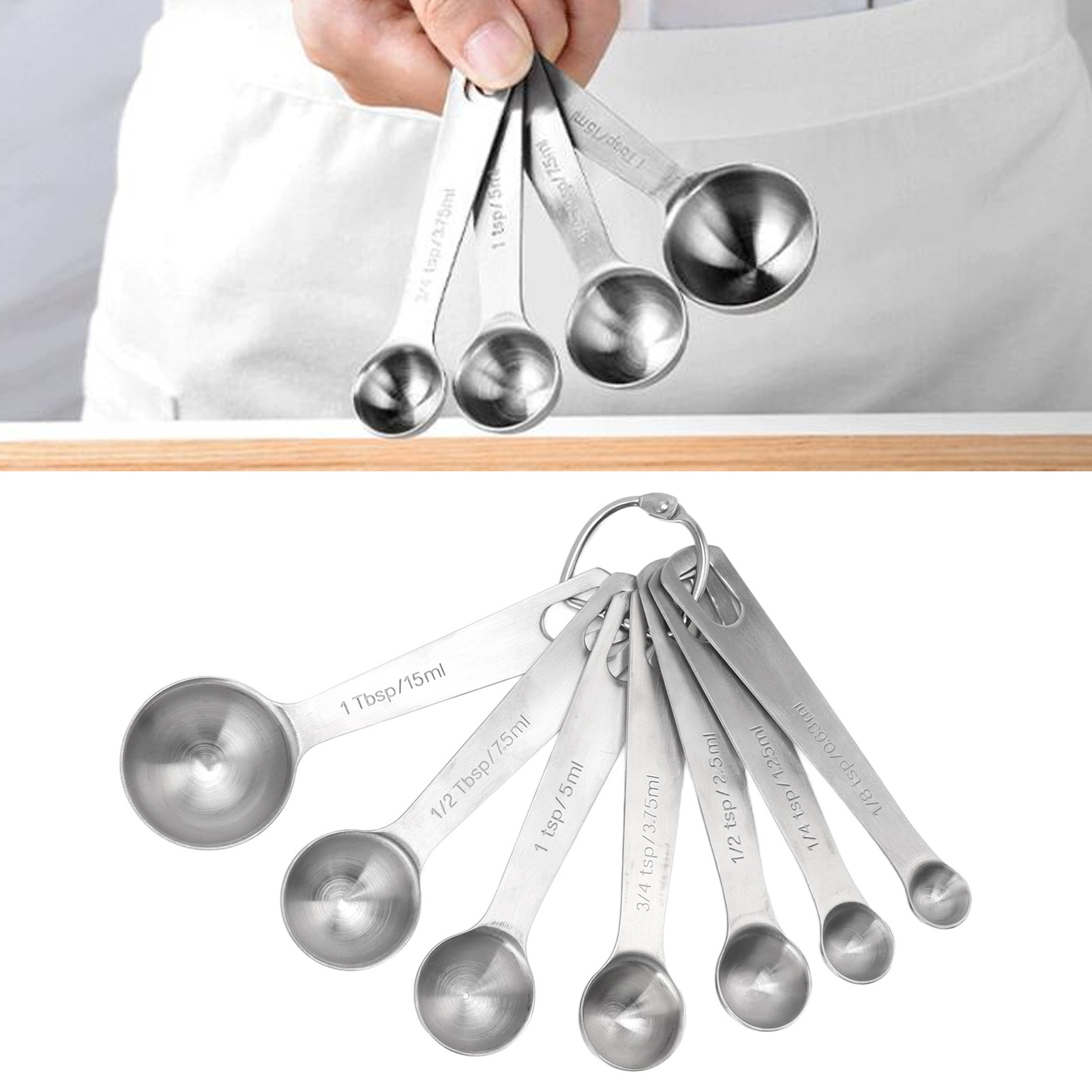 Set Aus Edelstahl-messlöffeln Zum Backen