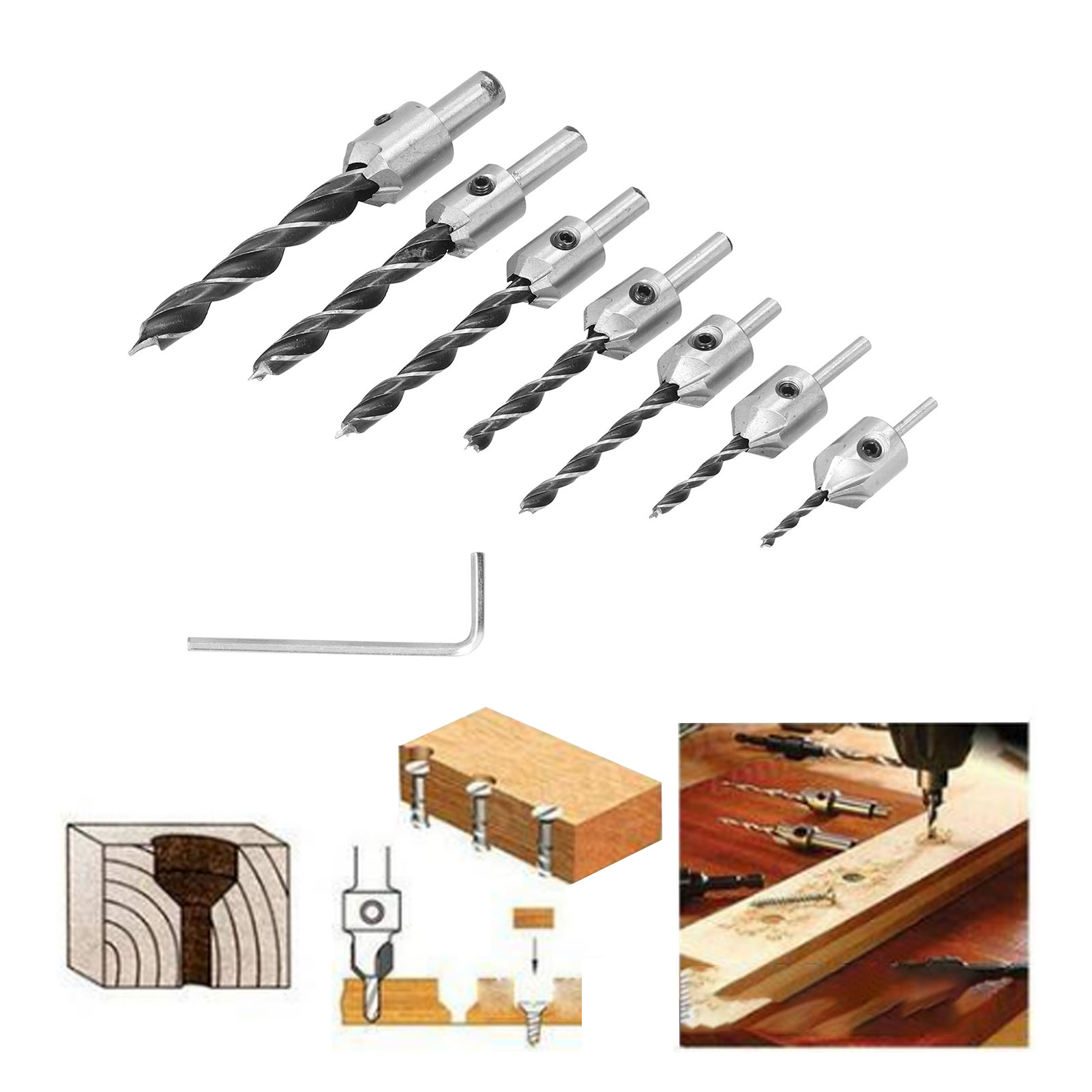 Dreipunkt-senker Für Die Holzbearbeitung, Reibahle, Anfaswerkzeug Für Die Holzbearbeitung, Vorbohrer, Hss-bohrer-set