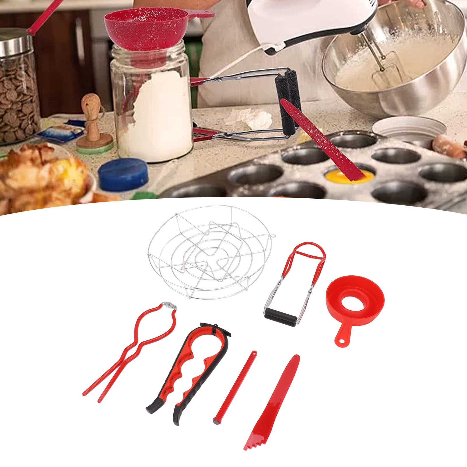 7-teiliges Set Inklusive Isolierter Einmachzange Und Dampfgarkorb
