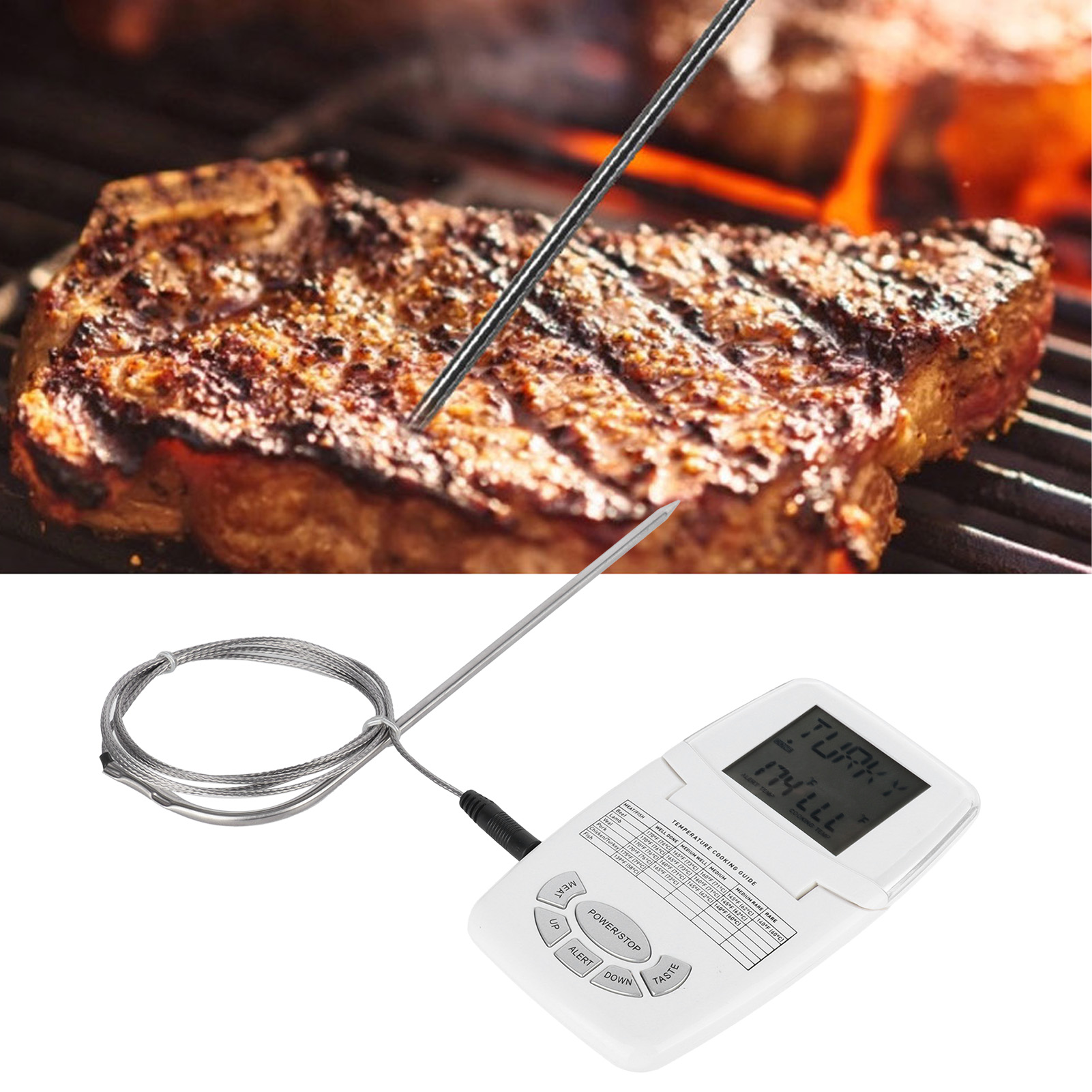 Faltbares Thermometer Mit Sonde, Grillthermometer, Faltbares Elektronisches Thermometer Zum Grillen Von Fleisch.