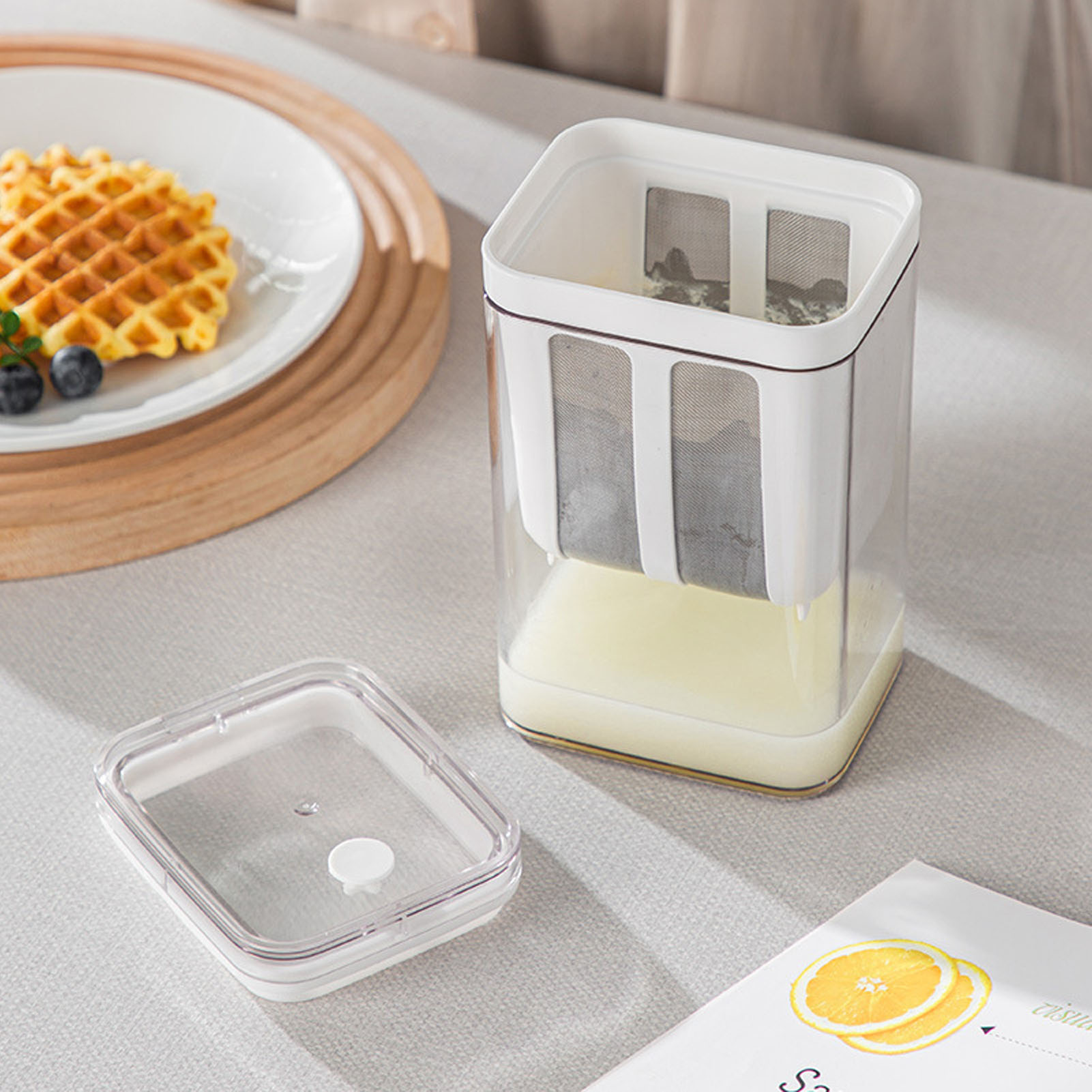 Joghurtfilter, Hausgemachter Griechischer Joghurt, Sojamilch, Molkenabscheider, Abtropffilter.