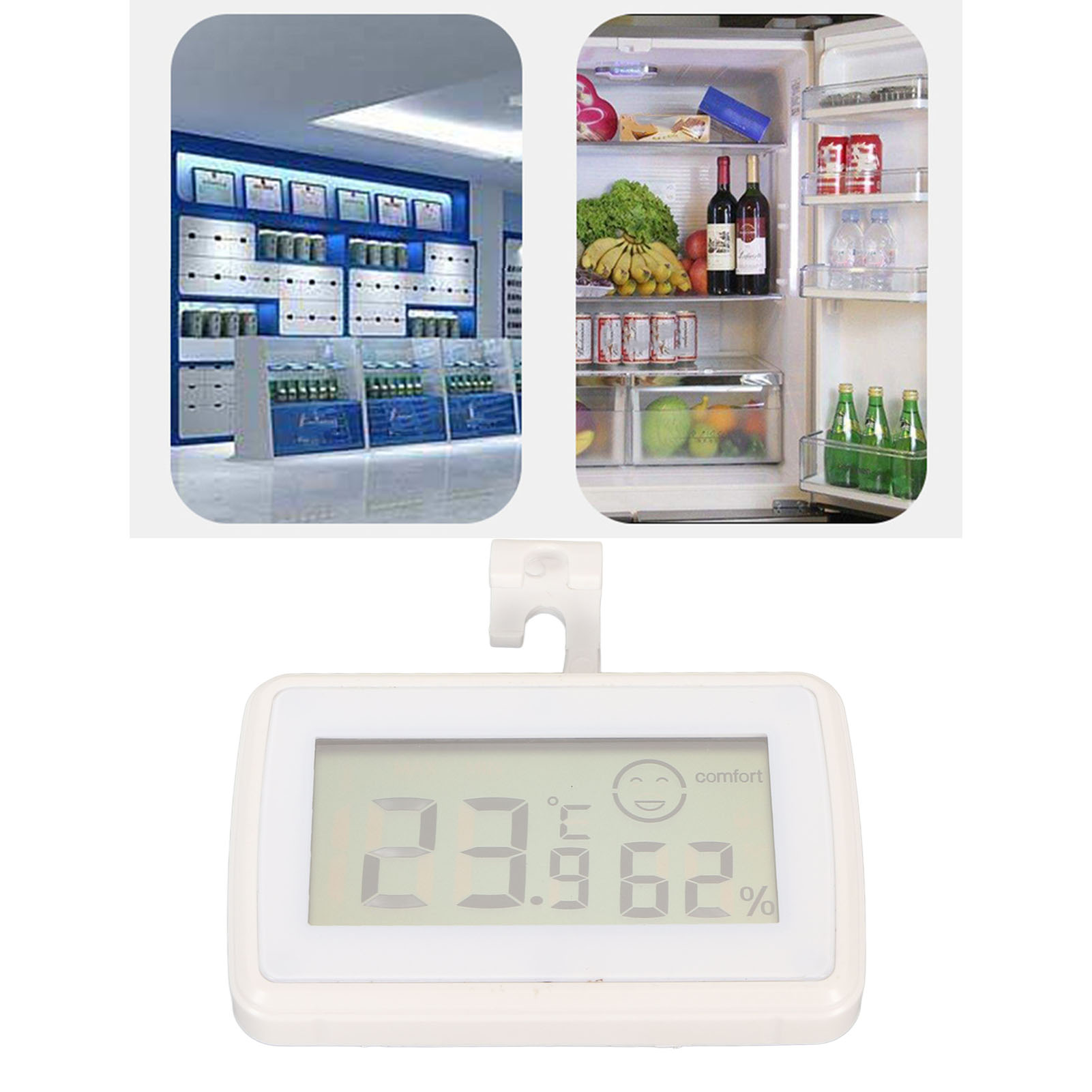 Hochpräzises Thermometer Und Hygrometer In Form Eines Smileys, Für Küchen, Tiertransportboxen, Babyzimmer Und Gewächshäuser, Mit Haken, Weiß Mit Weißen Aufklebern.
