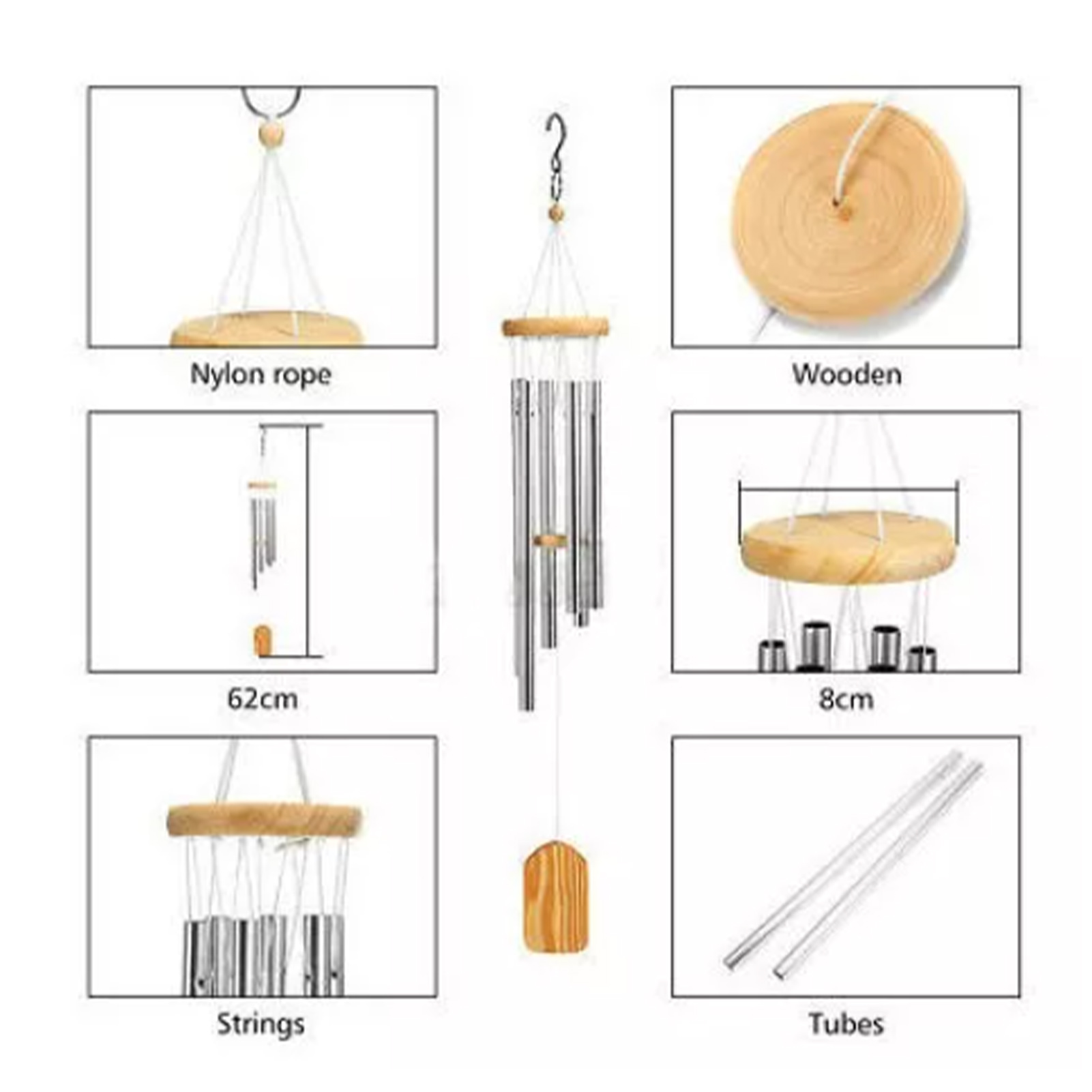 Windspiele Aus Holz Und Metallrohren, Innendekorationen, Hängeornamente, Musikalische Windspiele Aus Aluminiumrohren