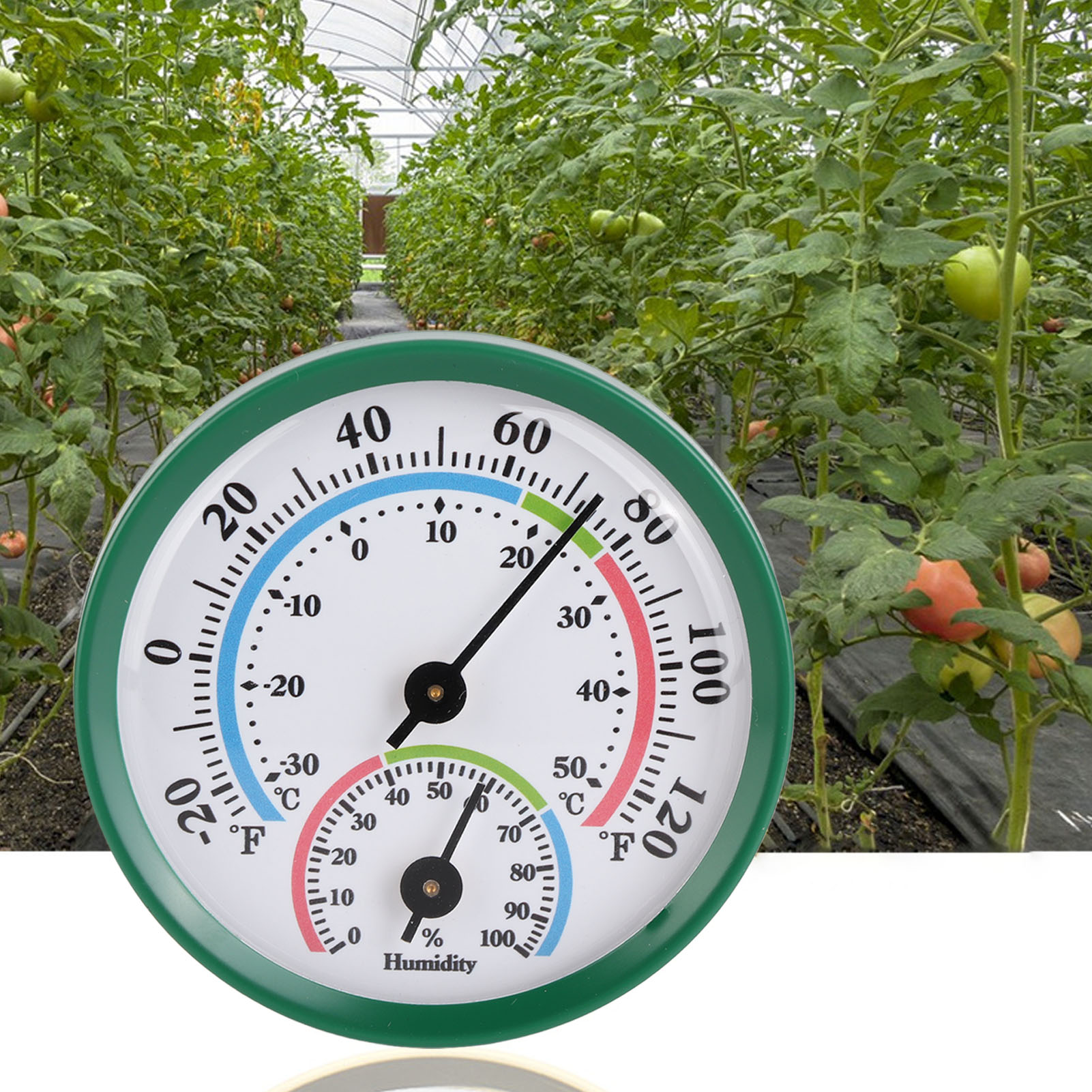Kompaktes Mini-thermometer Für Büro, Zuhause, Zimmerpflanzen, Wandmontage Zur Temperatur- Und Feuchtigkeitsmessung, Gewächshaustemperaturmessung – Batterieloser Betrieb – Grünes Gehäuse Th103b