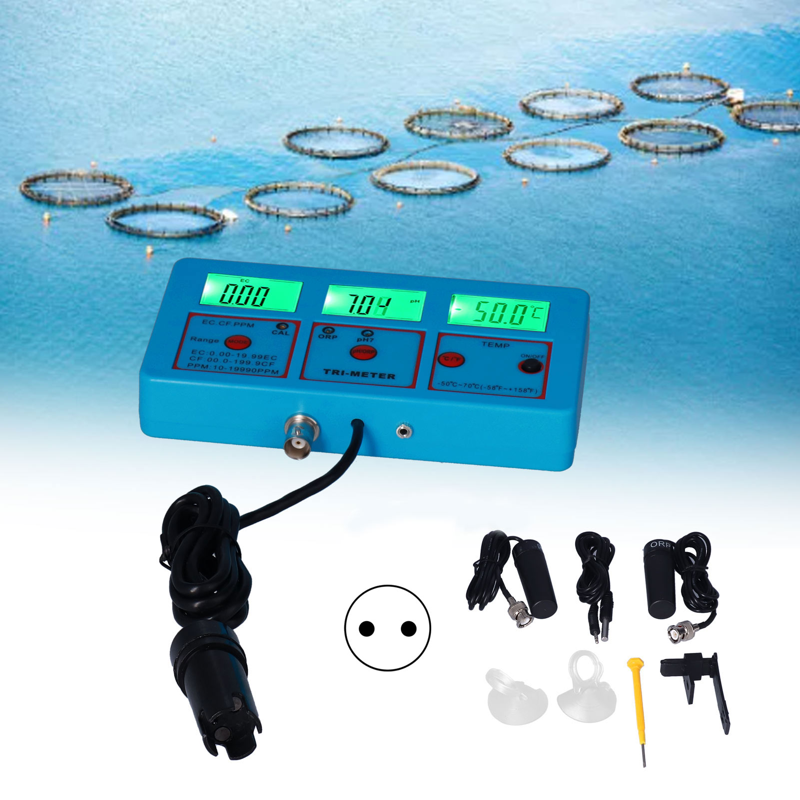 Ph-118 Multiparameter-wasserqualitätsmonitor / Ph-wert / Temperatur / Leitfähigkeit / Ec / Cf / Tds Europäischer Standard 220 V