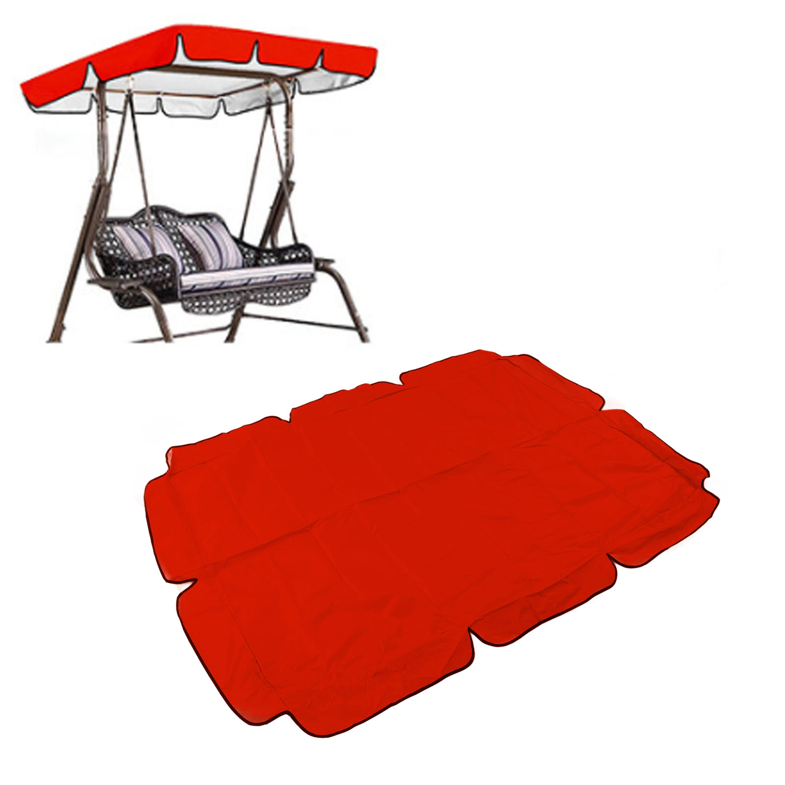 Sitzbezug/kissen Für 3-sitzer-schaukel/hängematte Aus Silbernem, Wasserdichtem 420d Oxford-gewebe Mit Rotem Polyester-taftfutter, Für Garten, Terrasse Oder Außenbereich, 164 X 114 X 15 Cm