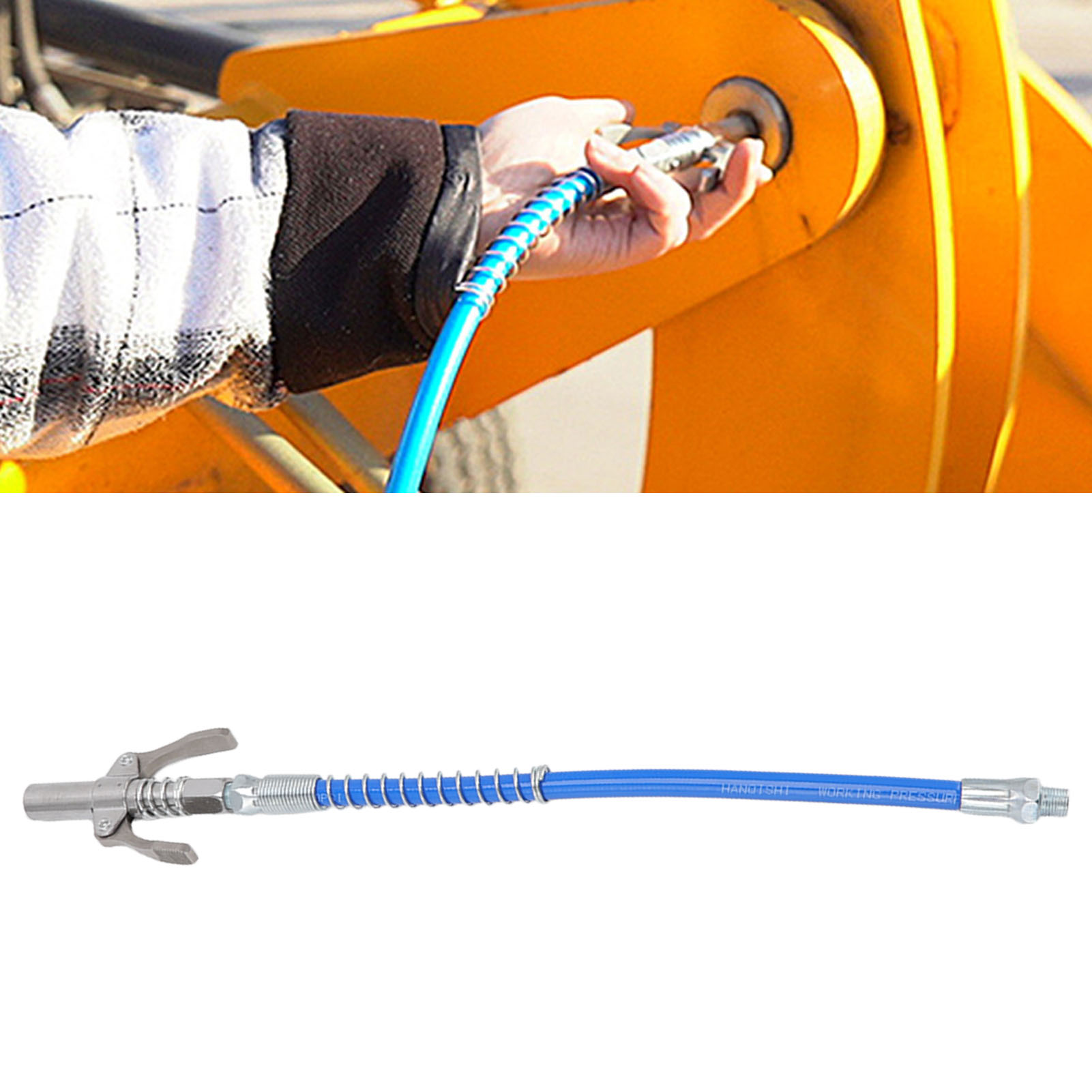 Fettpressdüse, Elektrischer/manueller Hochdruck-fettspender, Arretierbarer Doppelgriff-fettpressendüsenkopf, G1/8a-außengewinde + 30 Cm Schlauch