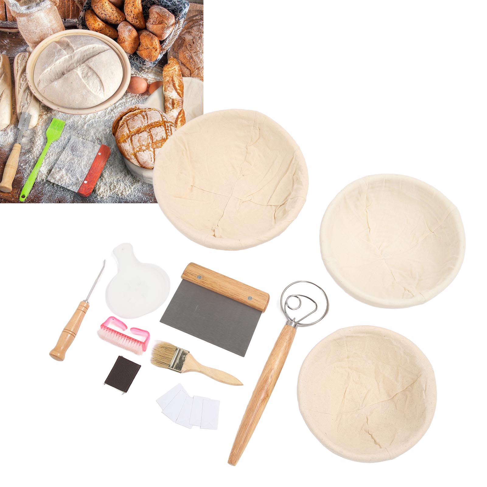 Set Aus Runden Gärkörben Aus Weidengeflecht (20 Cm + 22,5 Cm + 25 Cm)
