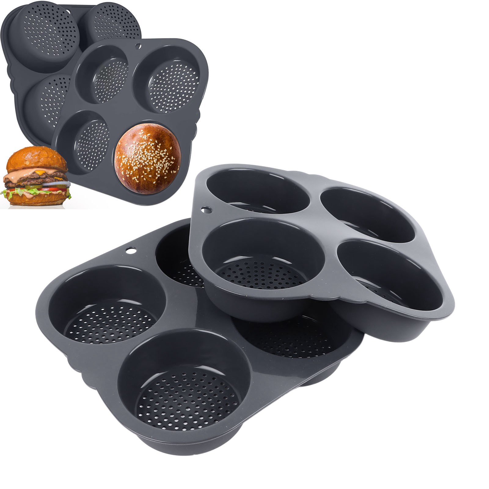 Silikon-hamburgerform Mit 4 Mulden