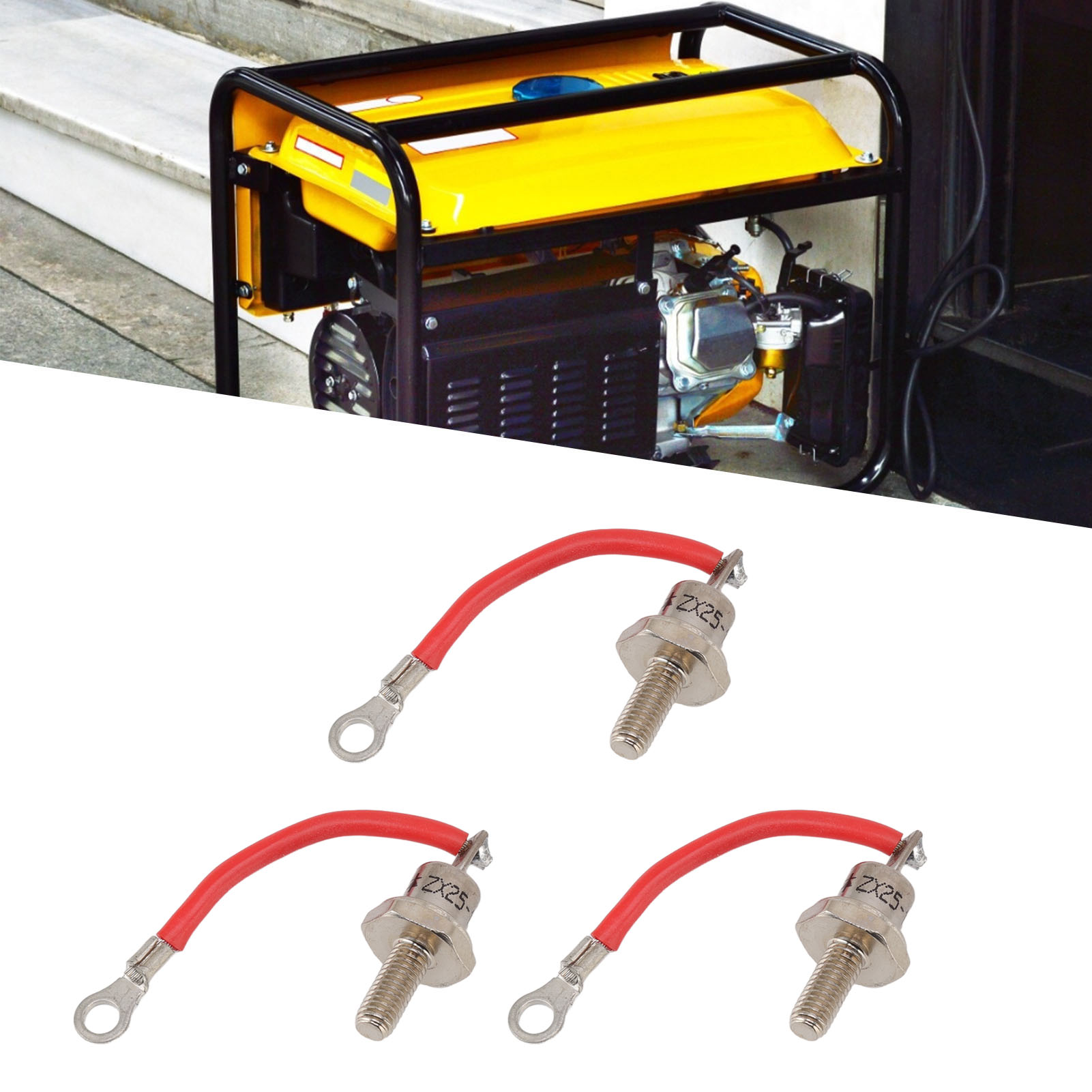 Satz Mit 3 Ersatzteilen Für Dieselgeneratoren: Zx25-12 Dioden Mit Kabel, 25 A, Positives Rotes Kabel