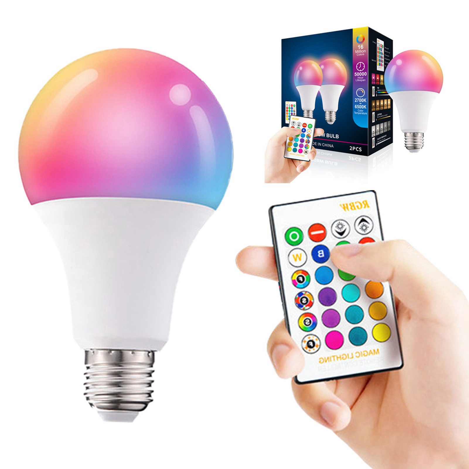 Led-lampe Mit Fernbedienung Und Farbwechsel, Rgb-lampe Mit Sieben Farben, A60rgbw-farblampe