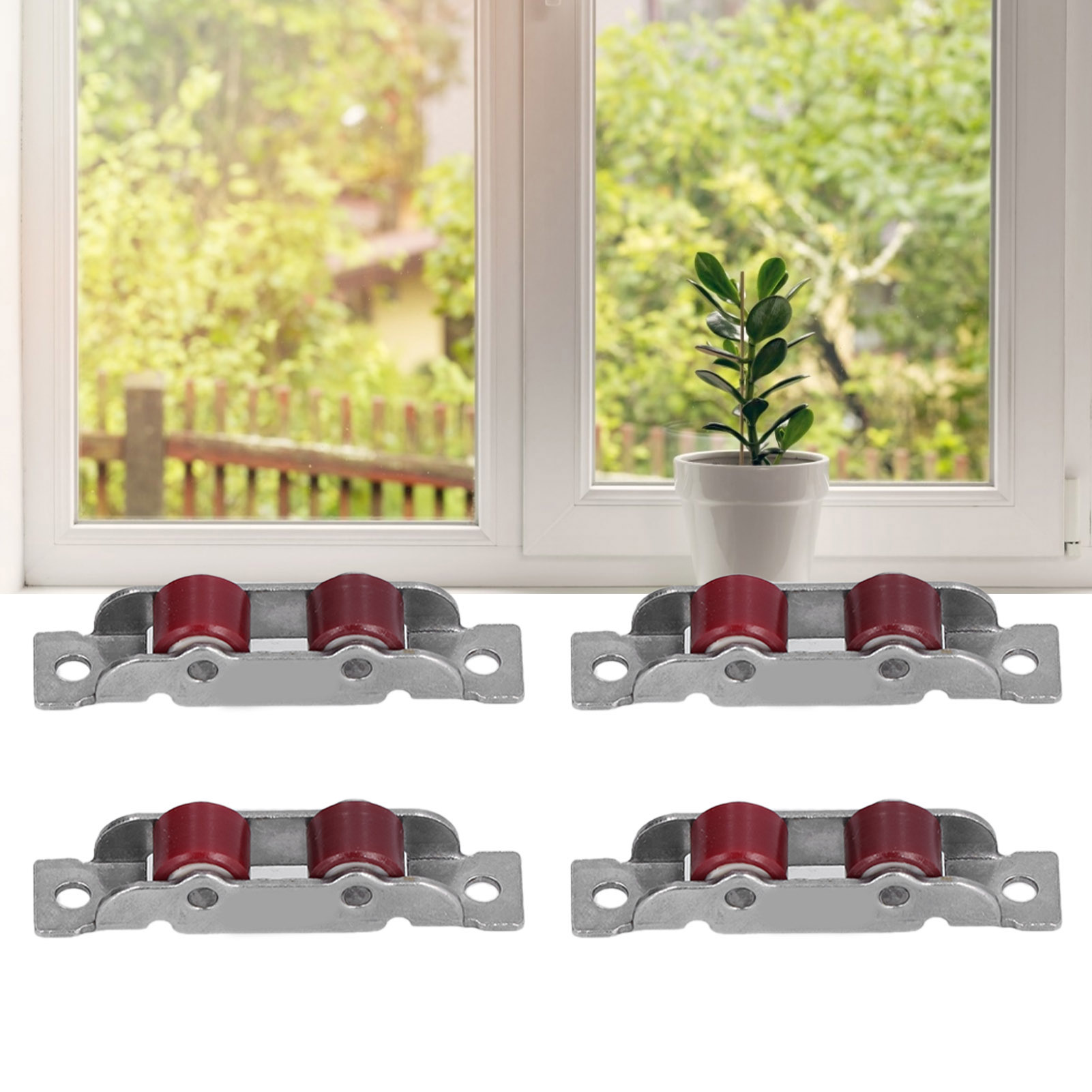 4 Sets/verkauf Pvc-fenster Typ 77 Mit Doppelten Flachrollen, Edelstahlgehäuse, Doppelten Nylon-gleitrollen Und Beschlägen.