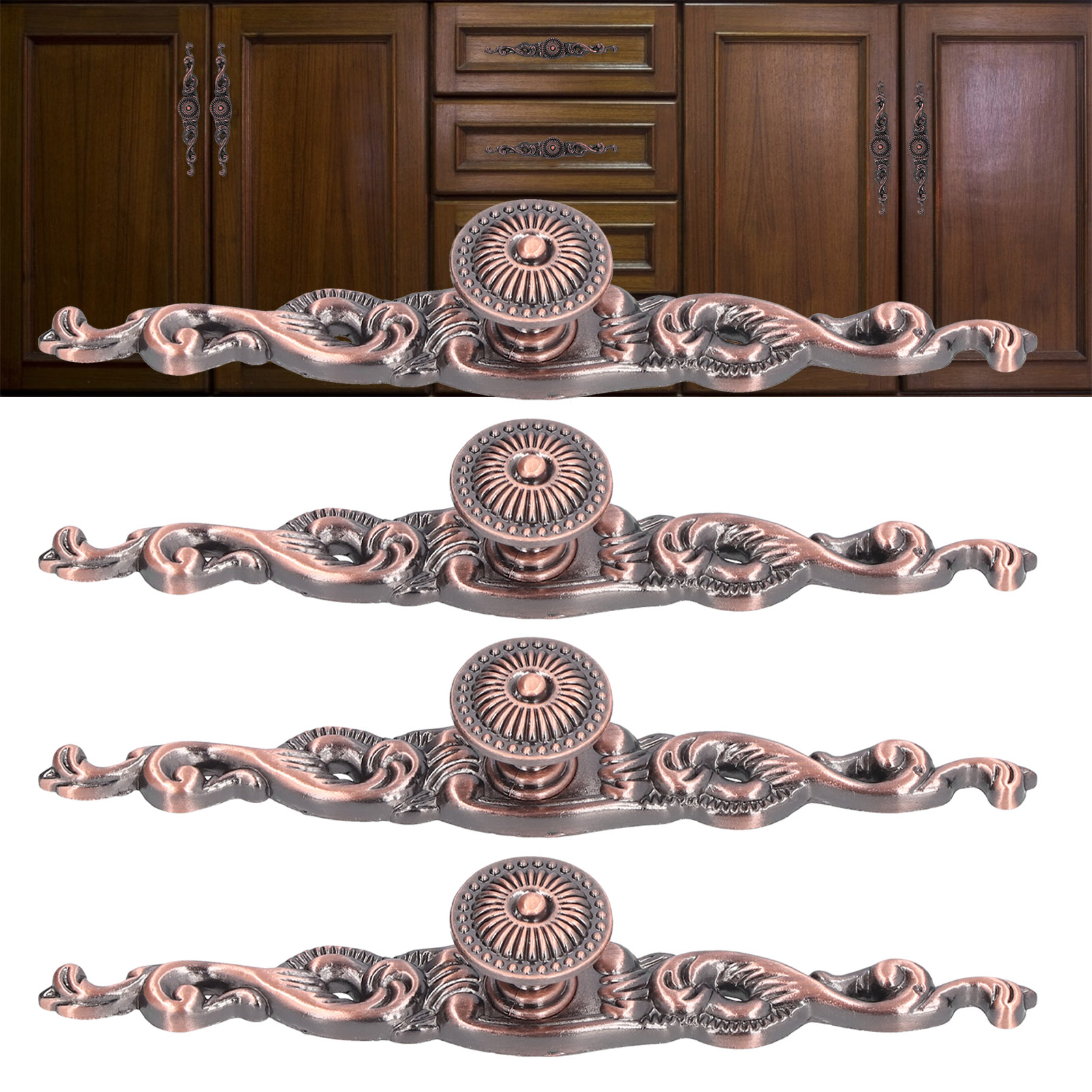 4 Sets Moderner Minimalistischer Möbel- Und Schubladengriffe Im Antikstil Aus Roter Bronze, Einzeln Erhältlich.