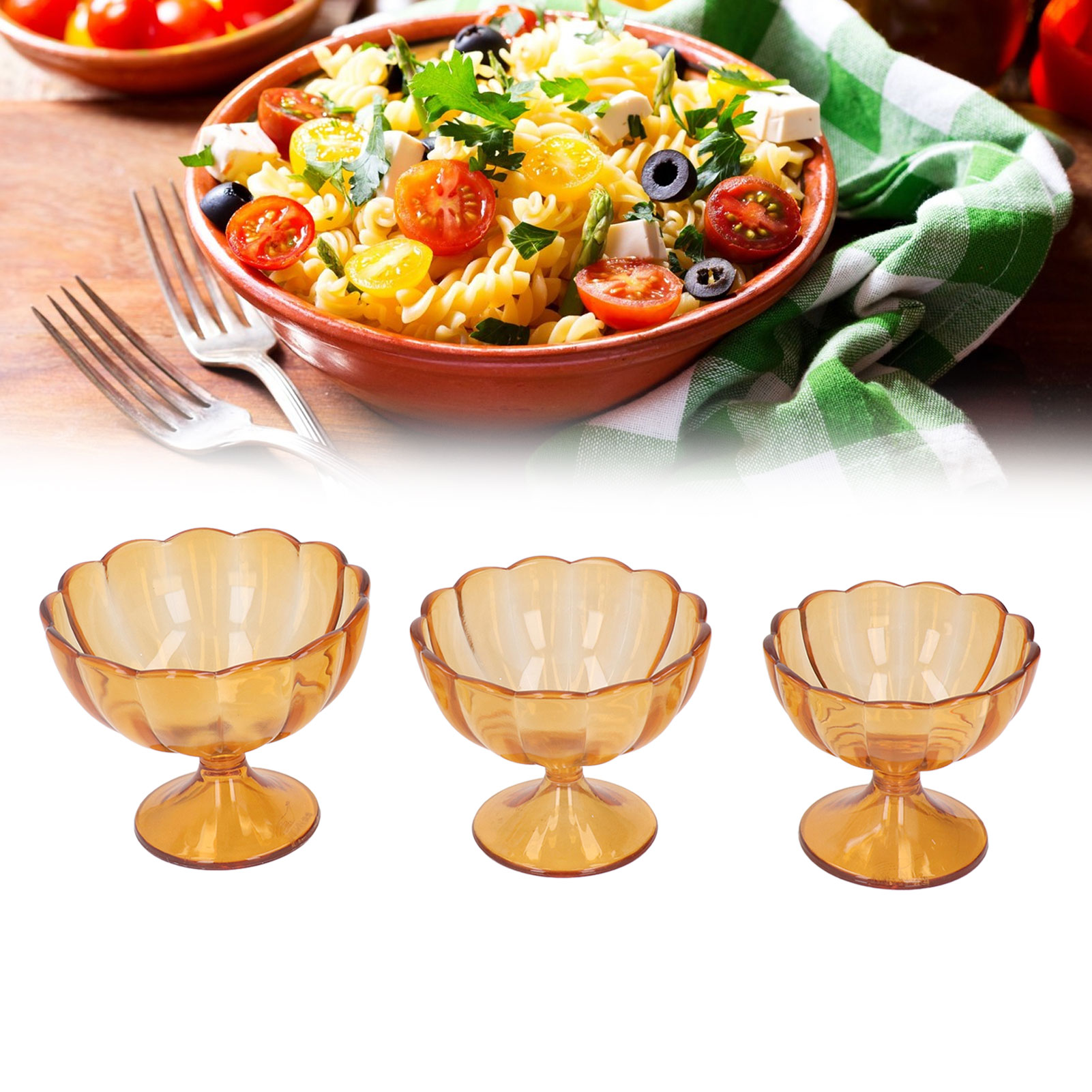 Eisbecher, Snackbecher, Dessertbecher, Obst- Und Gemüsesalatschalen, Bruchsicher, Teefarben.