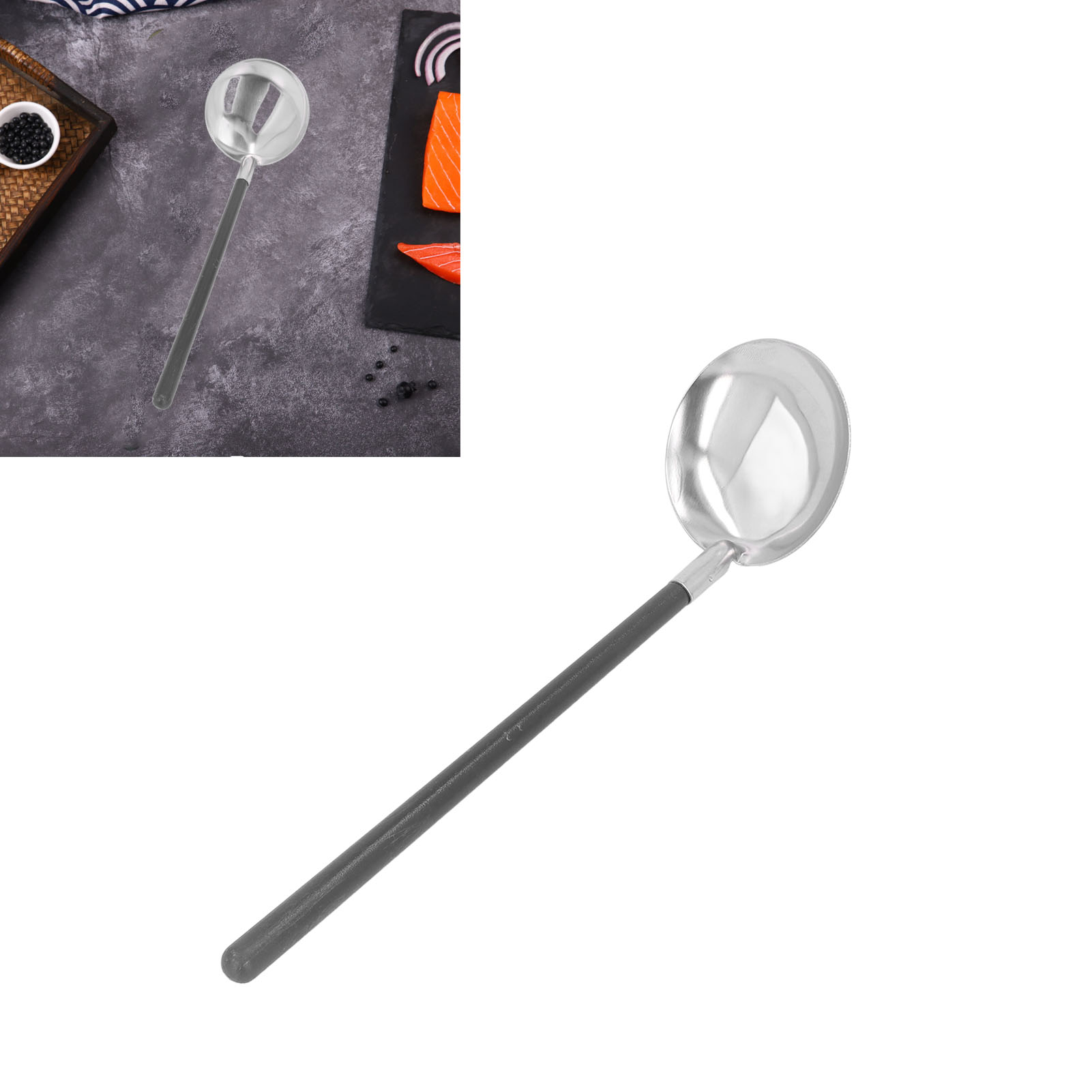 Feuerfeste Fonduekelle Aus Edelstahl, Isolierte Kelle, Suppenkelle Mit Schwarzem Griff