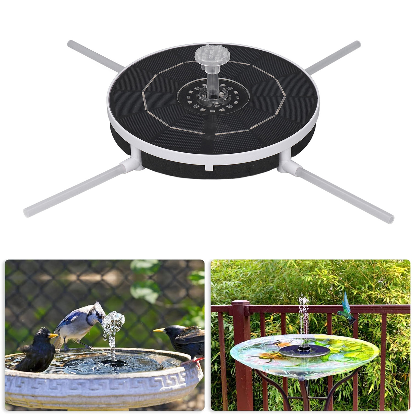 Solarbetriebene Springbrunnen-stützstange, Voll Beleuchtet, Solarwasserpumpe, Ferngesteuerter, Schwimmender Vogeltränkenbrunnen