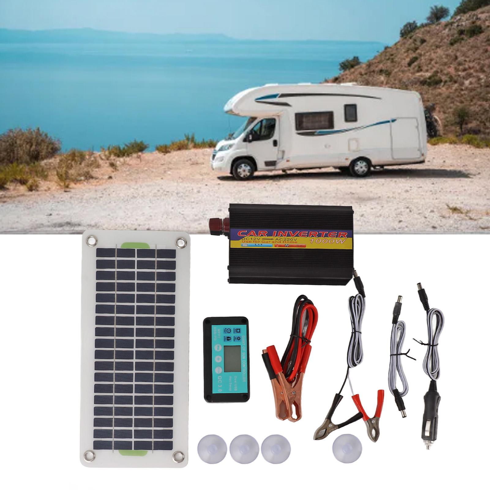 Mppt-laderegler Für 30-w-polykristallin-silizium-solarmodule, 1000-w-dc12v-zu-ac220v-wandler Für Elektrofahrzeuge