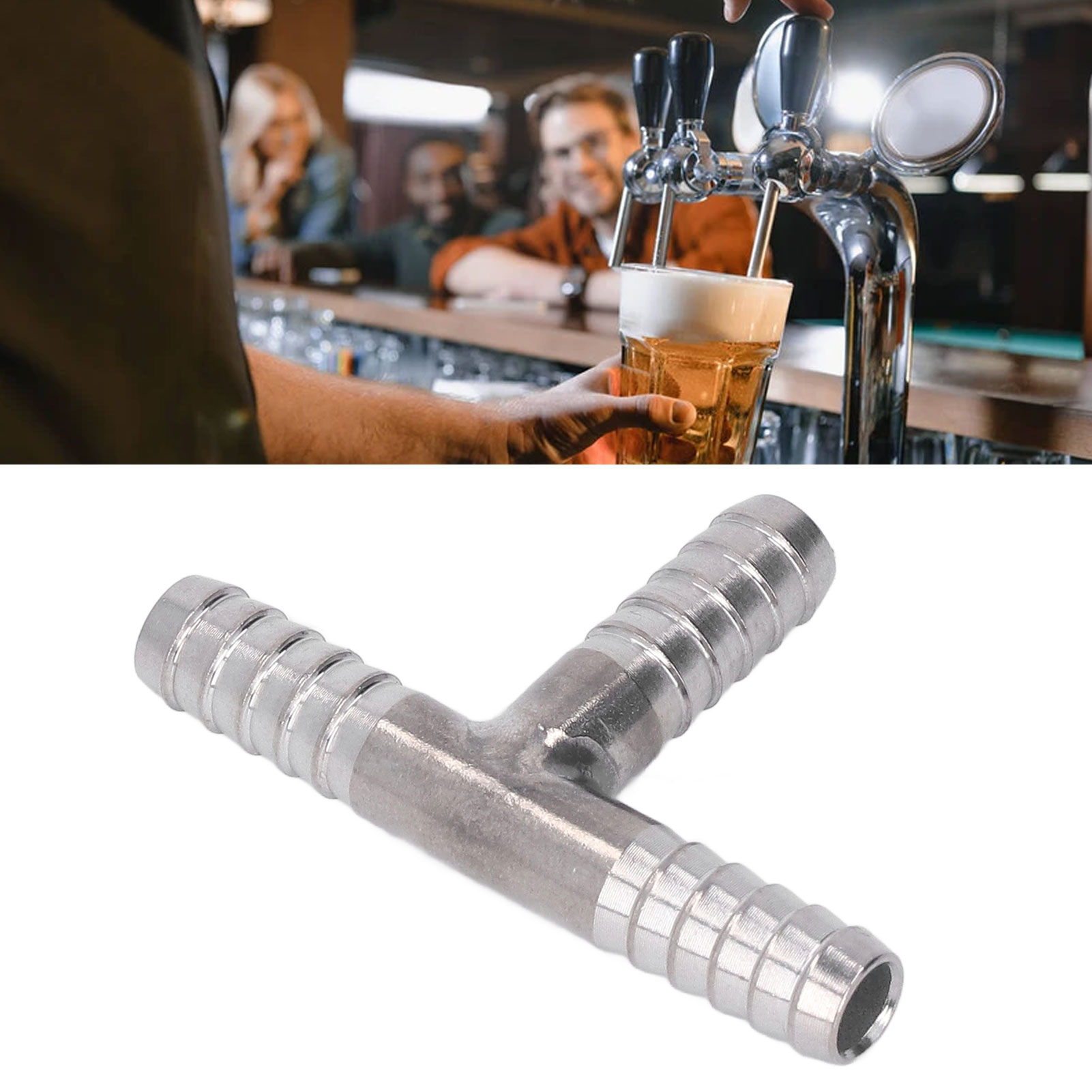 Edelstahl-t-stück Für Brühmaschinen, 8-mm-universalanschluss