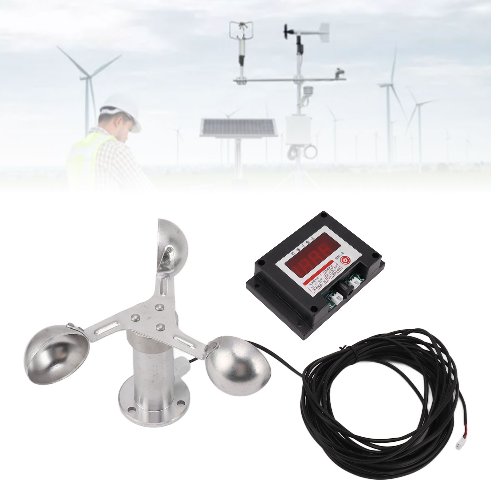 Windgeschwindigkeitsalarm Für Wetterstationen, 220-v-anemometer Für Turmdrehkrane Mit Aluminiumlegierungsbecher