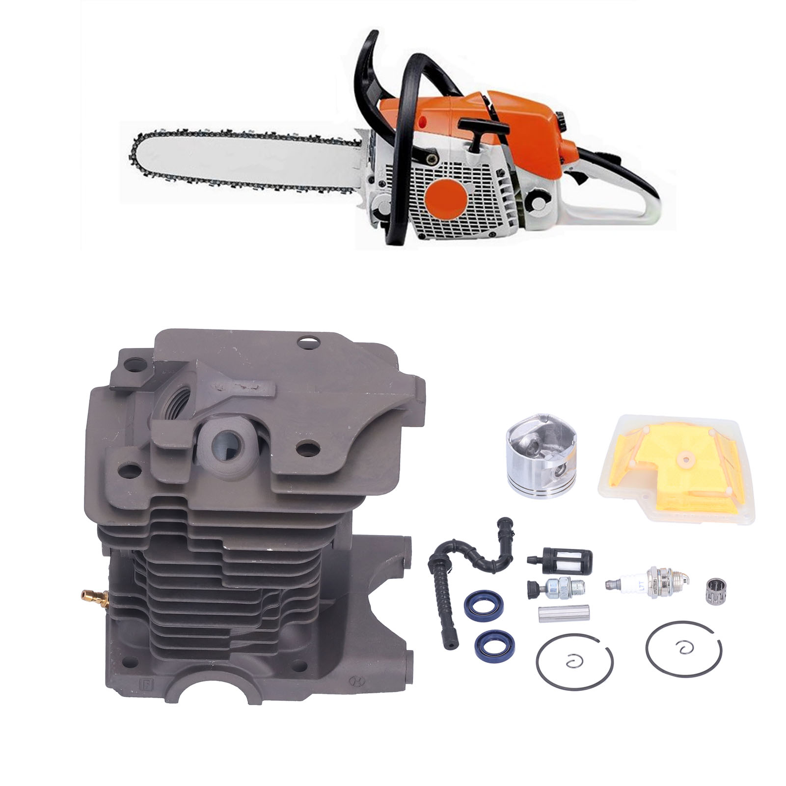 Passend Für Stihl Ms270 Und Ms280 Kettensägen: Zylinder, Kolben, Luftfilter, Öldichtung, Druckminderer, 46-mm-ersatzteile