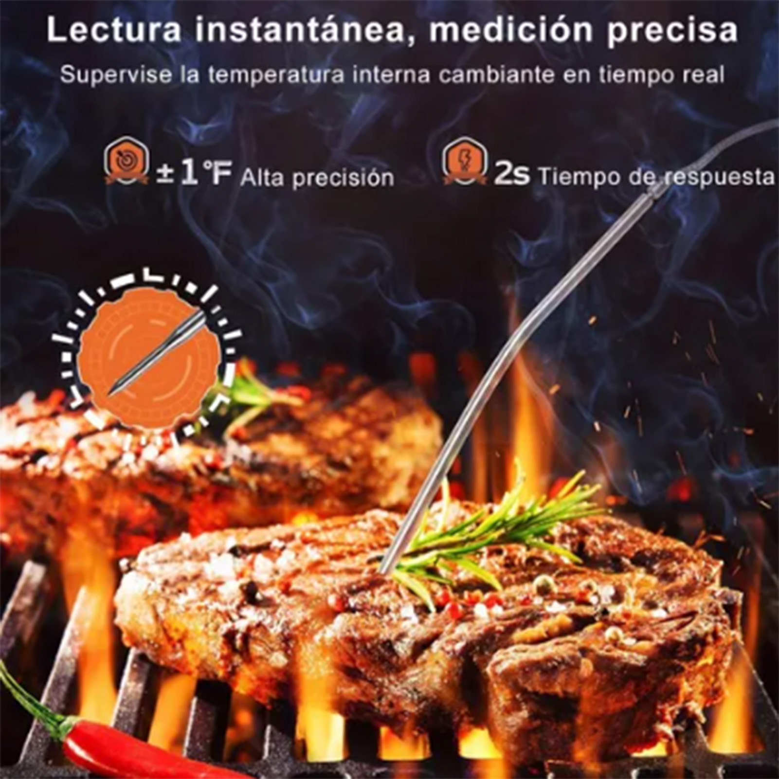 Intelligentes Lebensmittelthermometer Mit Farb-touchscreen, Küchentimer, Temperaturanzeige Für Speisenzubereitung, Fleischbraten Und Grillen.