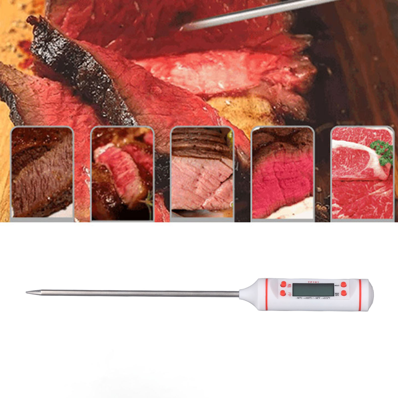 Digitales Küchenthermometer Für Grillgerichte, Kuchen, Fleisch, Süßspeisen, Frittiertes, Restaurants, Haushaltsküchen, Backöfen, Küchengeräte, Weiß.