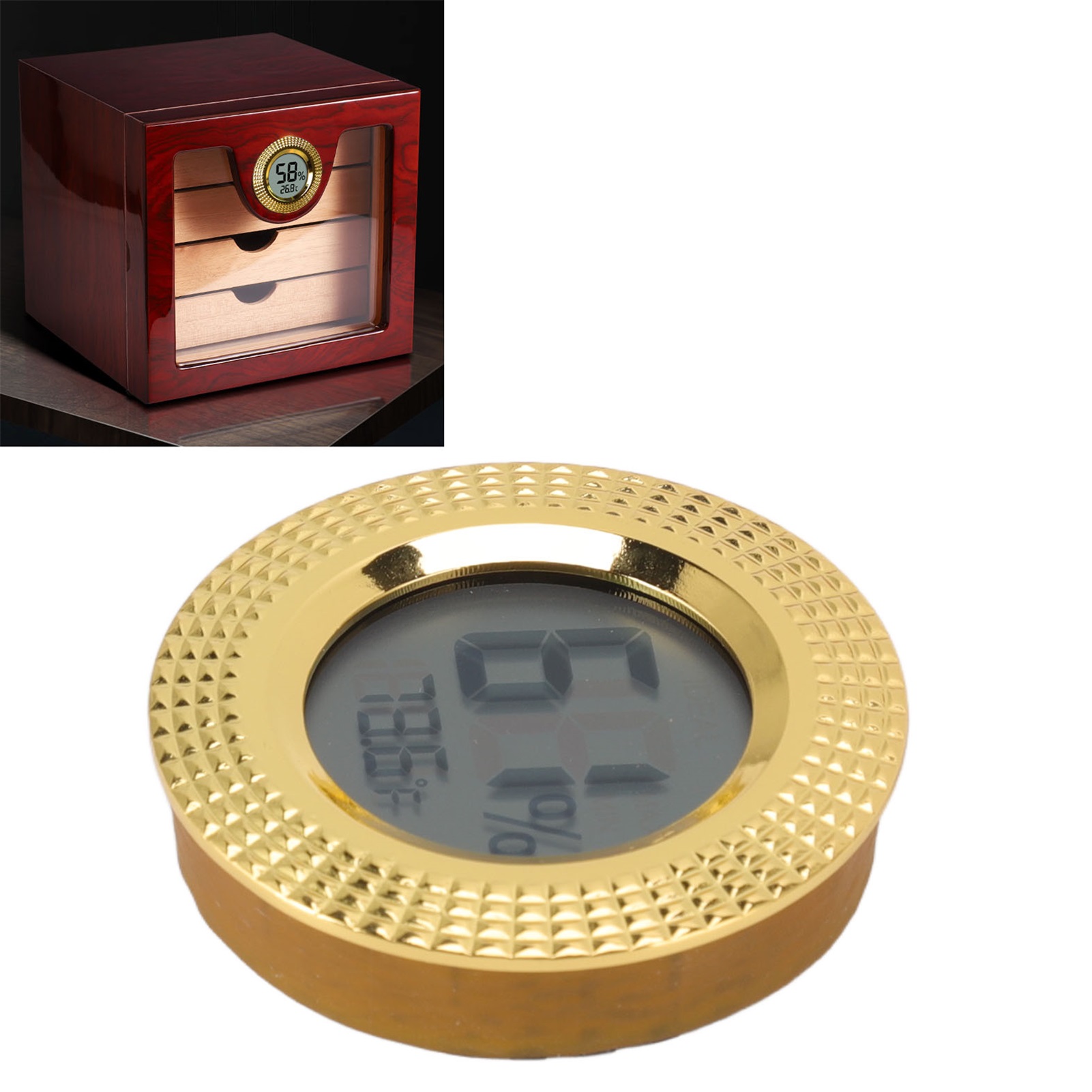 Rundes Thermometer Und Hygrometer Für Zigarrenkisten, Integriertes Thermometer Und Hygrometer Für Zigarrenkisten, Hochpräziser Zigarrenhumidor.