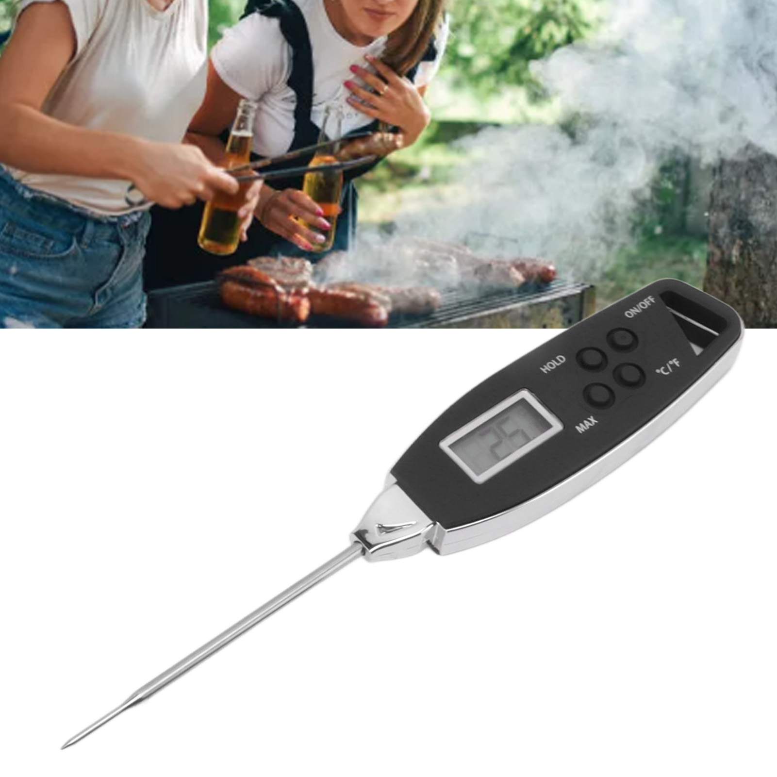 Wasserdichtes Nadelthermometer Für Die Küche, Präzises Und Schnelles Wasserthermometer Zur Temperaturmessung, Grillthermometer, Schwarz.