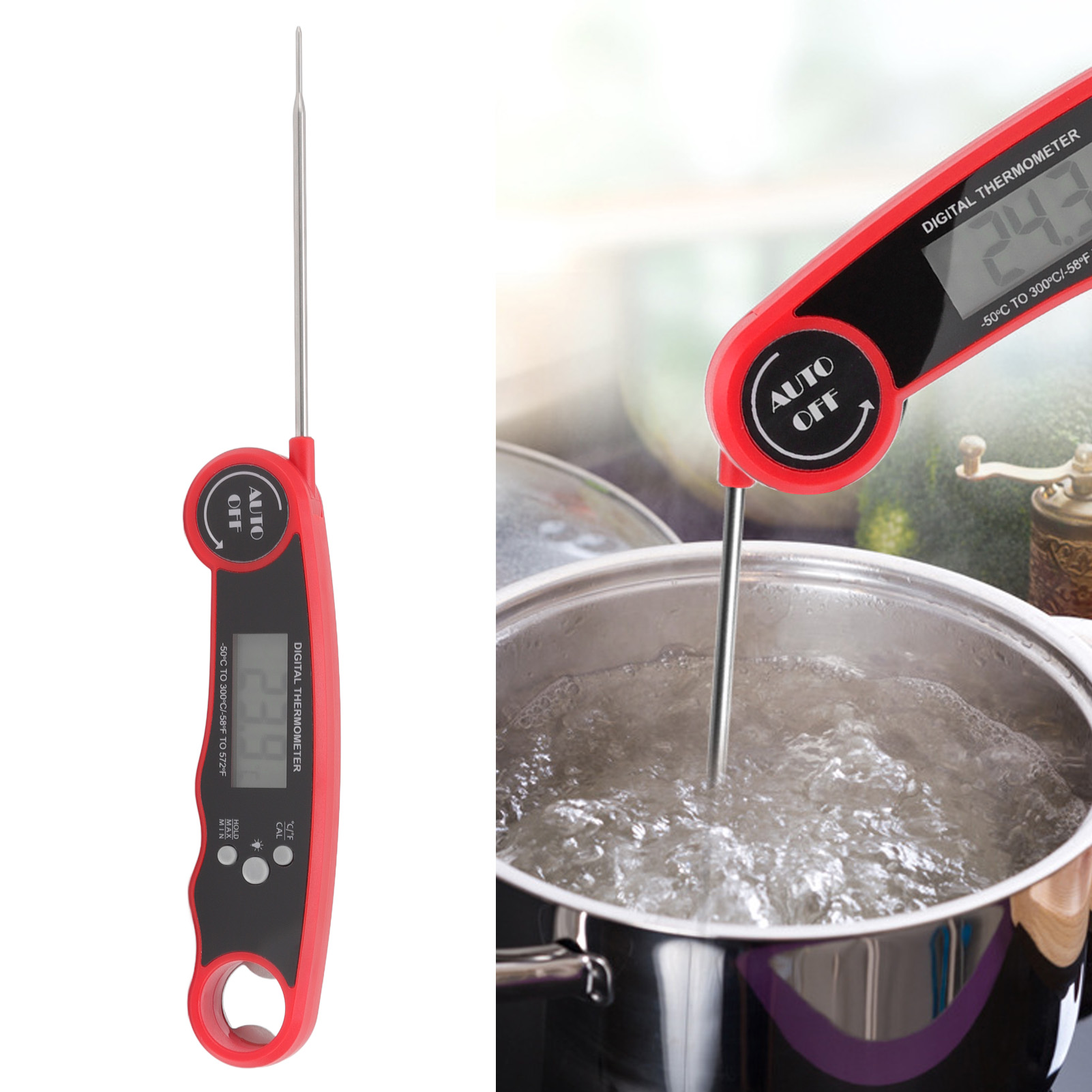 Lebensmittelthermometer Mit Flexibler Sonde, Wasserthermometer, Grillthermometer, Fleischthermometer