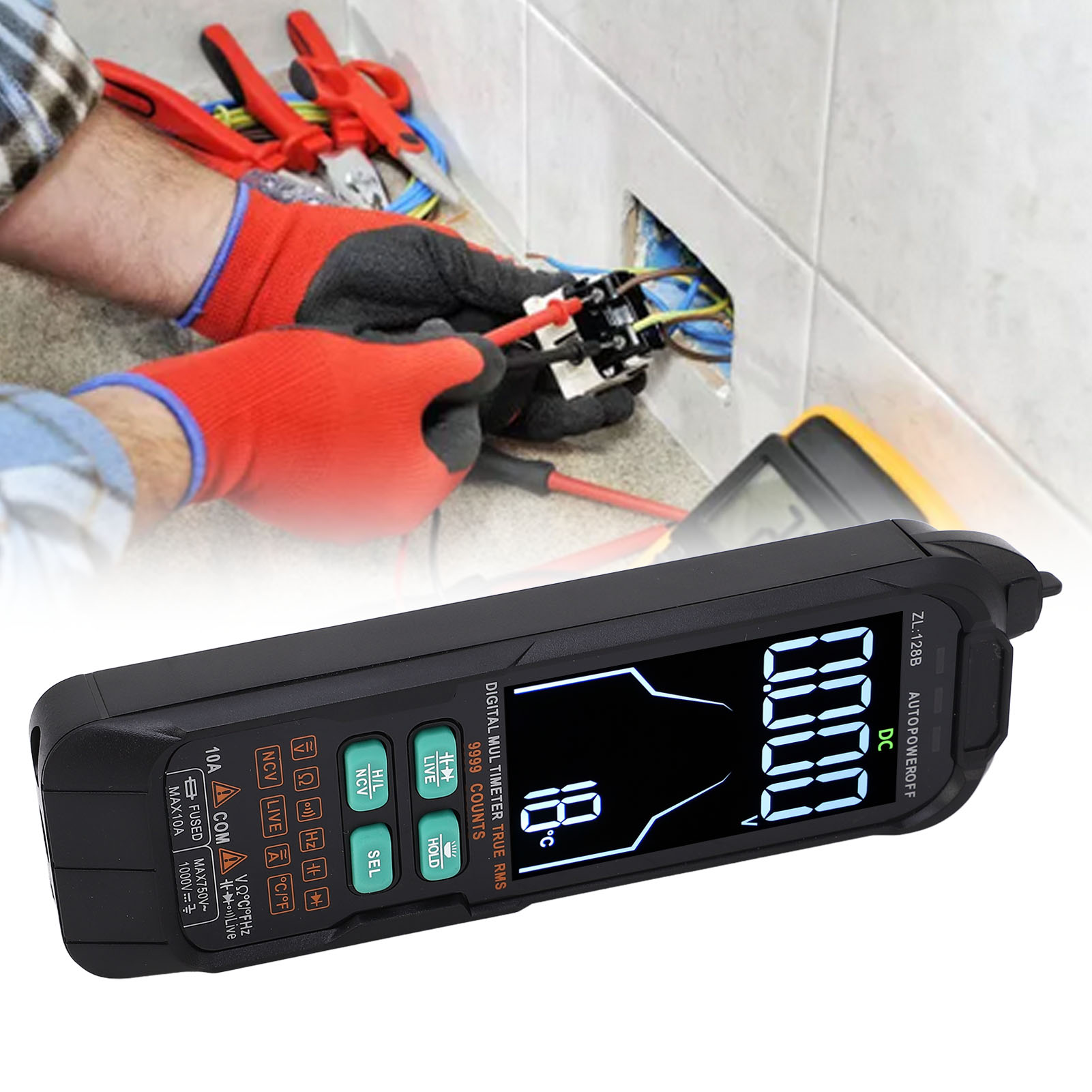 Digitalmultimeter, Usb-voltmeter/amperemeter (gleich-/wechselstrom), Kondensatorprüfer, Ohmmeter, Diodenmultimeter, Spannungsprüfer (0–1000 V), Werkzeuge