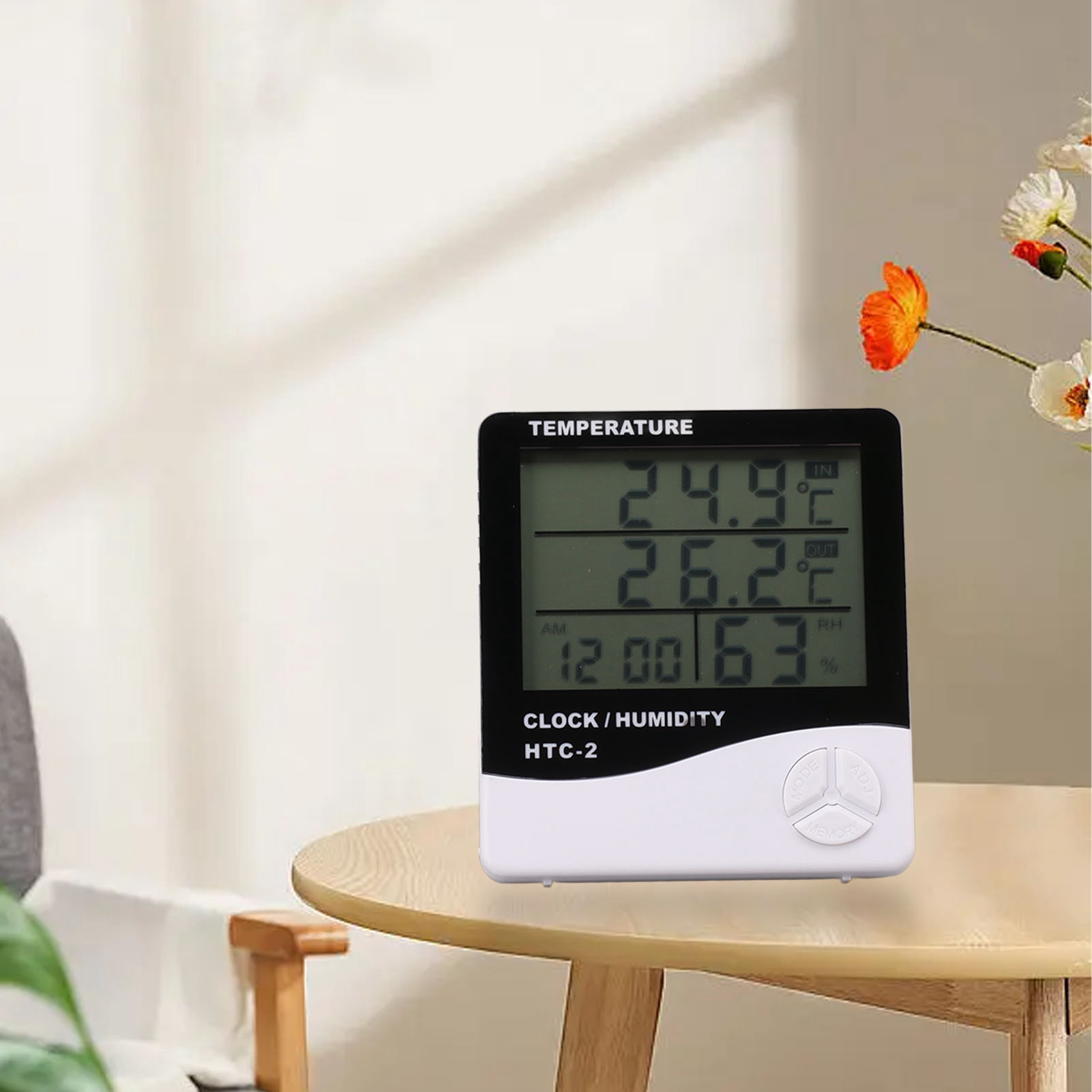 Hochpräzises Elektronisches Thermometer Und Hygrometer Mit Großem Display Und Wecker