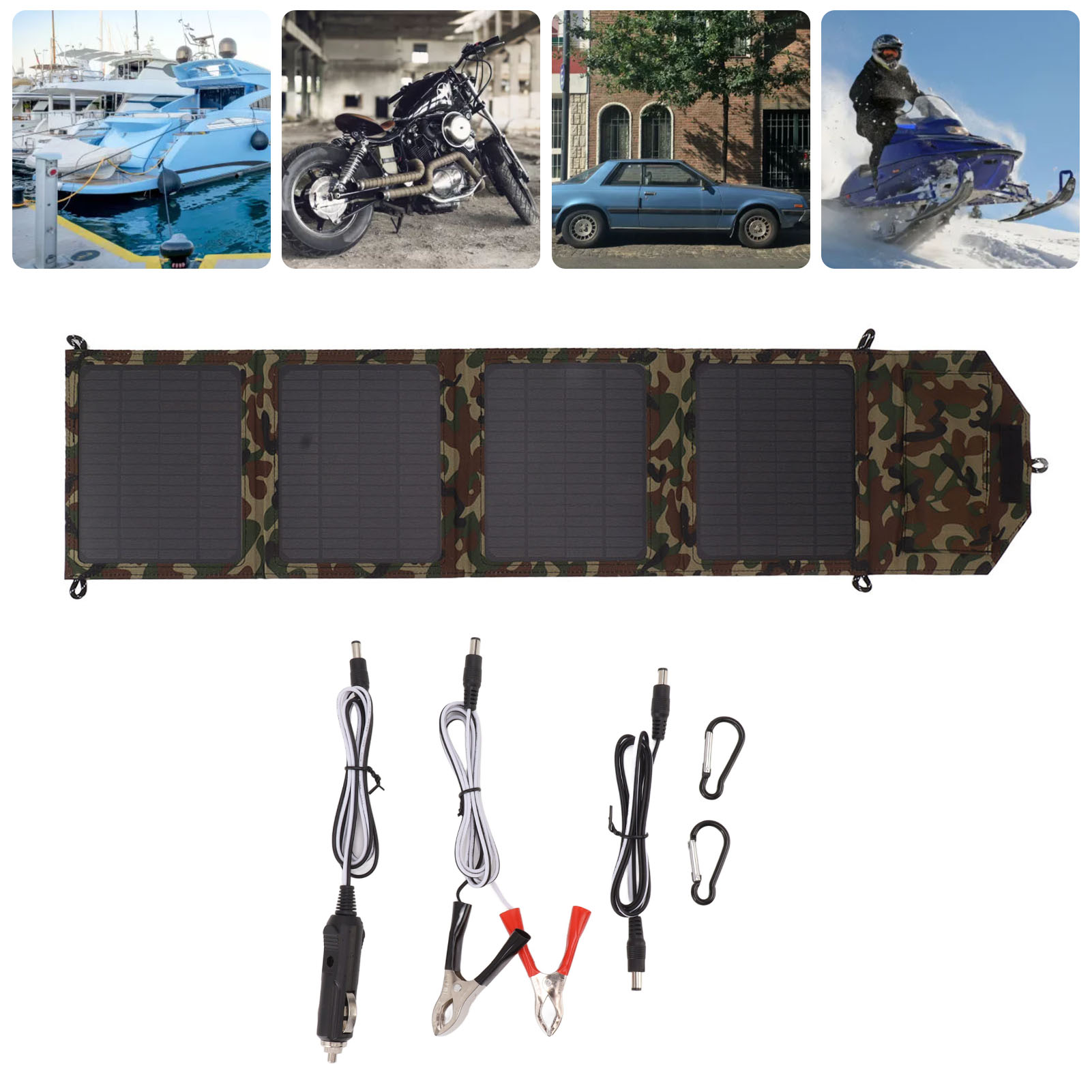 40-w-monokristallines Solarpanel, Vierfach Faltbar, Zwei Usb-akkus, Ideal Für Mobiltelefone, Camping, Wandern, Autotarnung