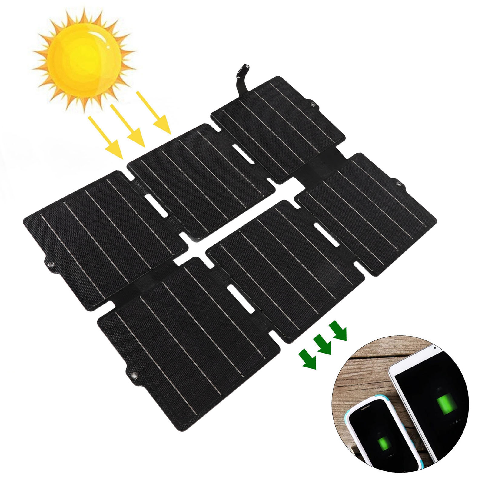 30w Etfe 5v/12v Solarladegerät Mit Faltbarer Tasche Und Externem Akku Für Mobiltelefone