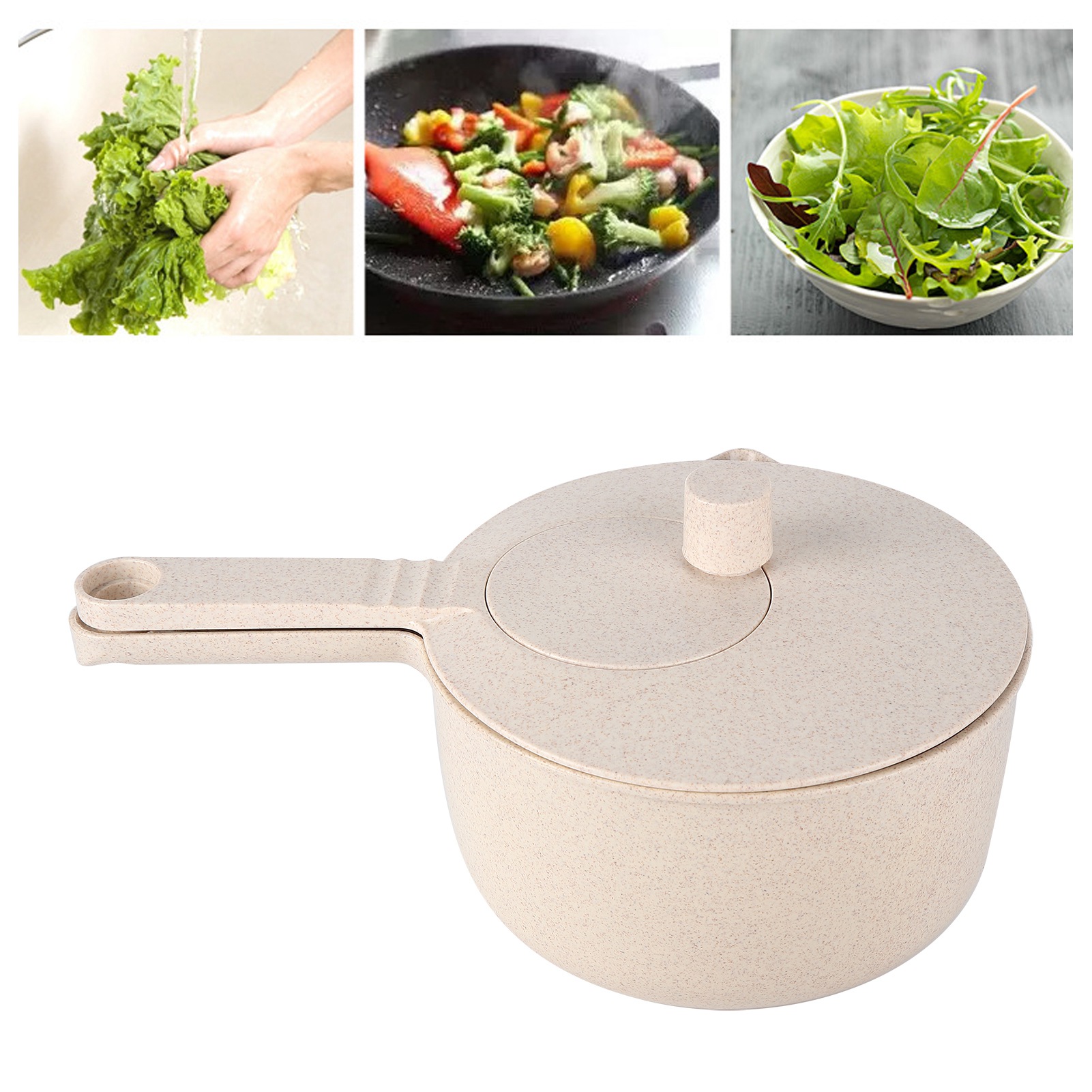 Dörrgerät Für Gemüse, Küchenschleuder Für Gemüse, Fruchtsalatmixer, Manuelle Gemüse- Und Reiswaschmaschine, Beige.