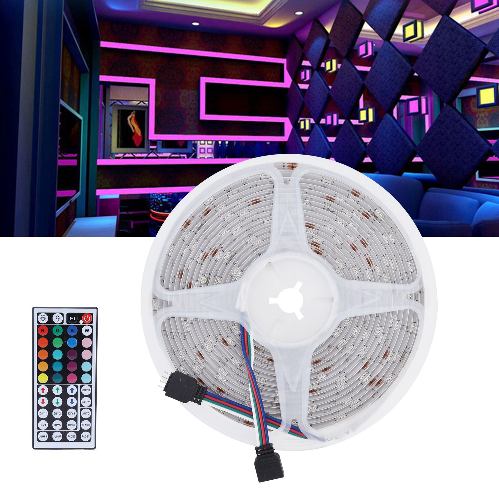 5050 Led-streifen Mit Fernbedienung, 44 Positionen, 5 M (16,4 Ft) / 150 Leds, Lichtleisten-set, Flexibler, Wasserdichter Rgbw-streifen, Europäischer Standard